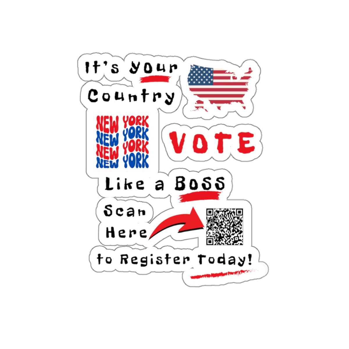 Vote Like a Boss New York Kiss-Cut Stickers