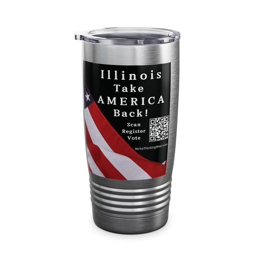 Illinois Take America Back! Scan Register Vote Ringneck Tumbler, 20oz