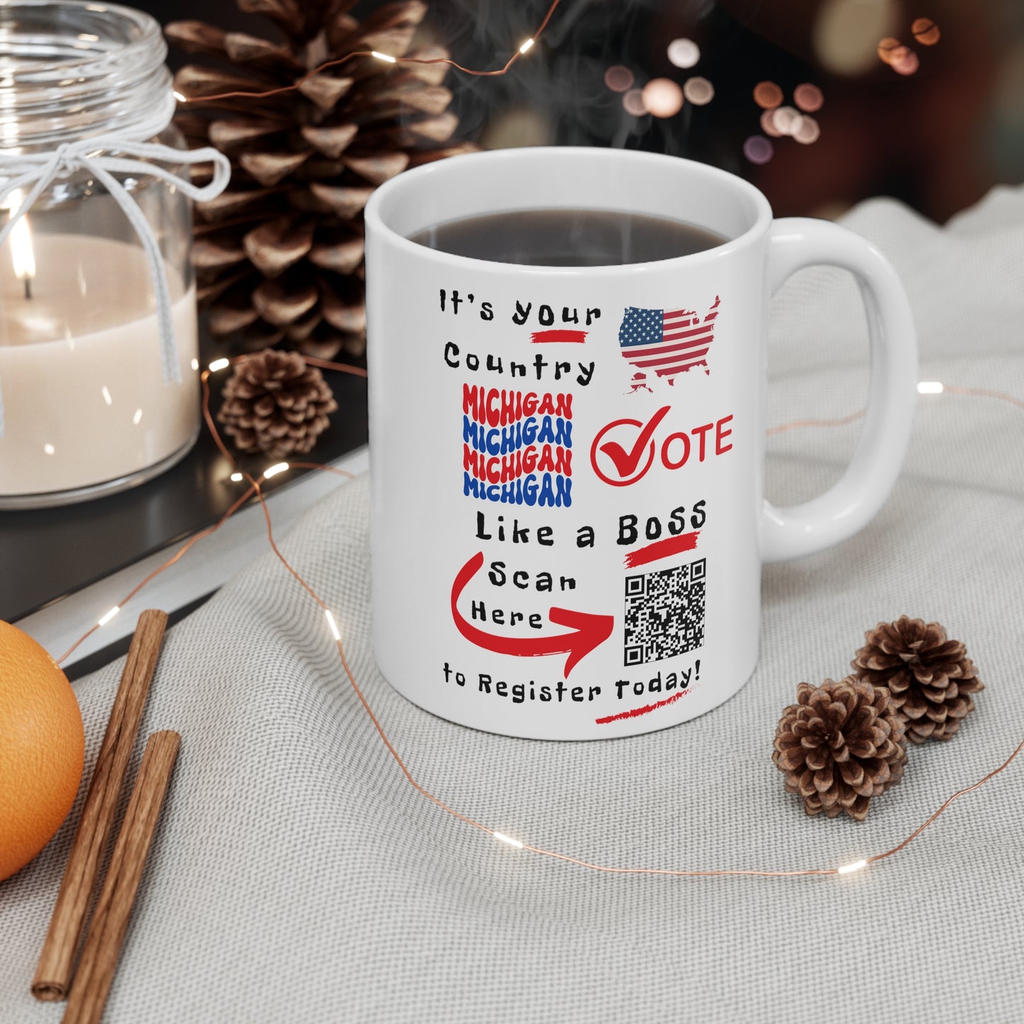 Michigan Vote Like a Boss! Mug 11oz - White