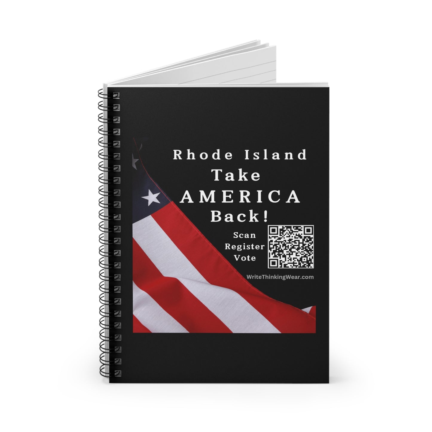 Rhode Island Take America Back! Scan Register Vote Spiral Notebook - Ruled Line