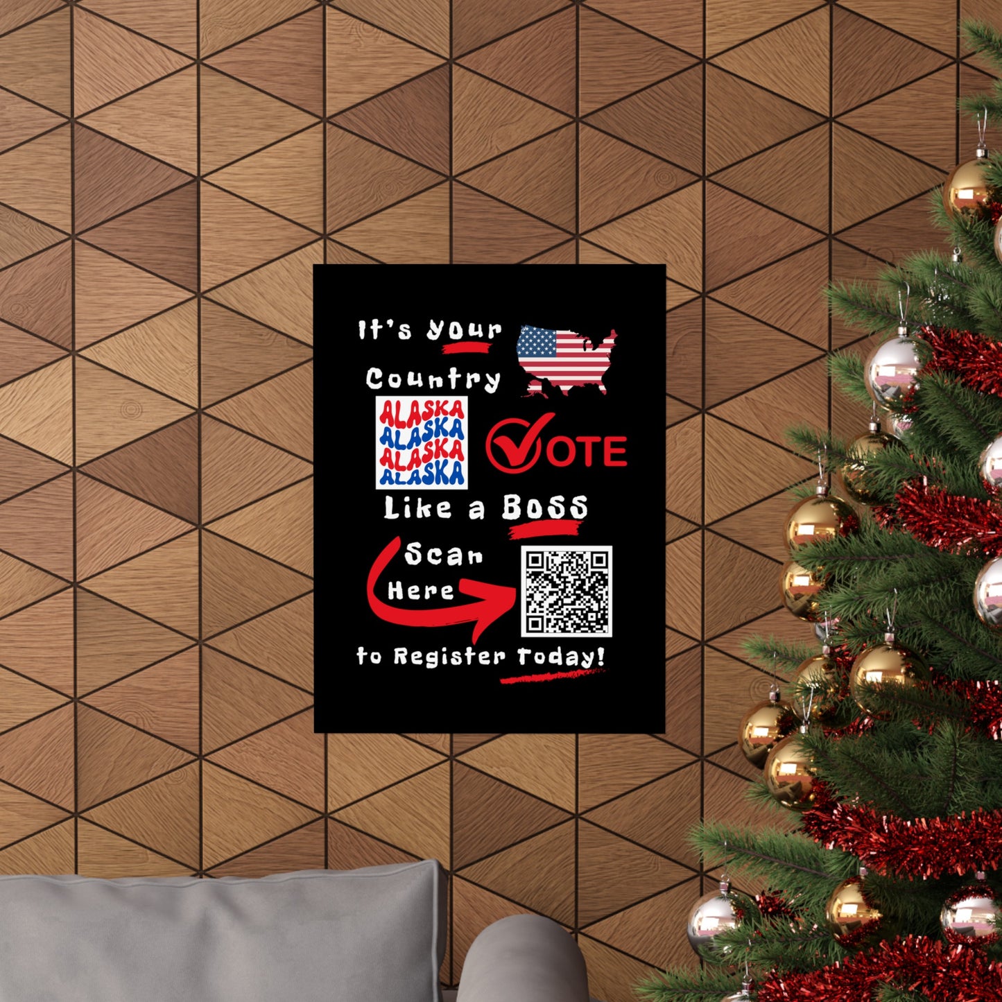 Alaska Vote Like a Boss! Matte Vertical Posters with Popping Black Background