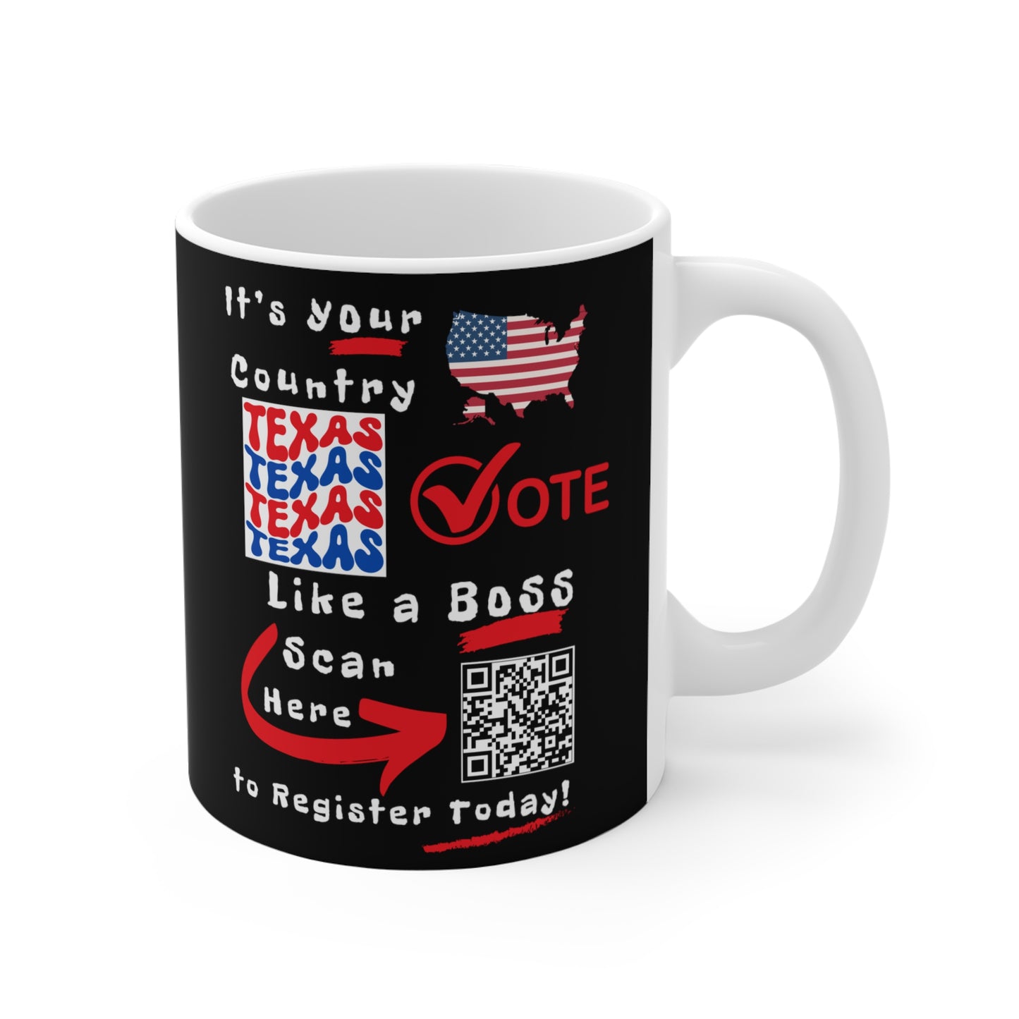 Texas Vote Like a Boss! Mug - Black Background