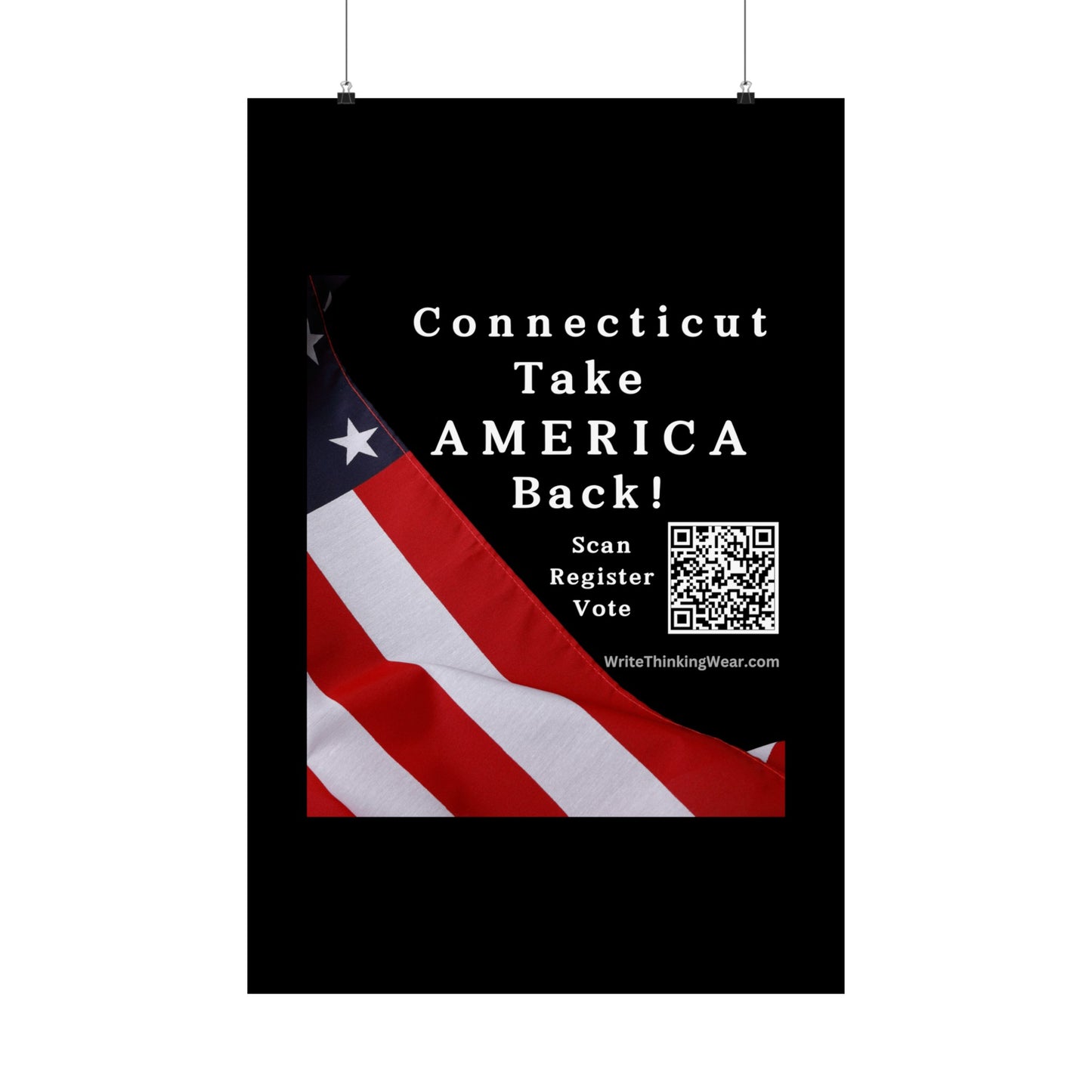 Connecticut Take America Back! Scan Register Vote Matte Vertical Poster