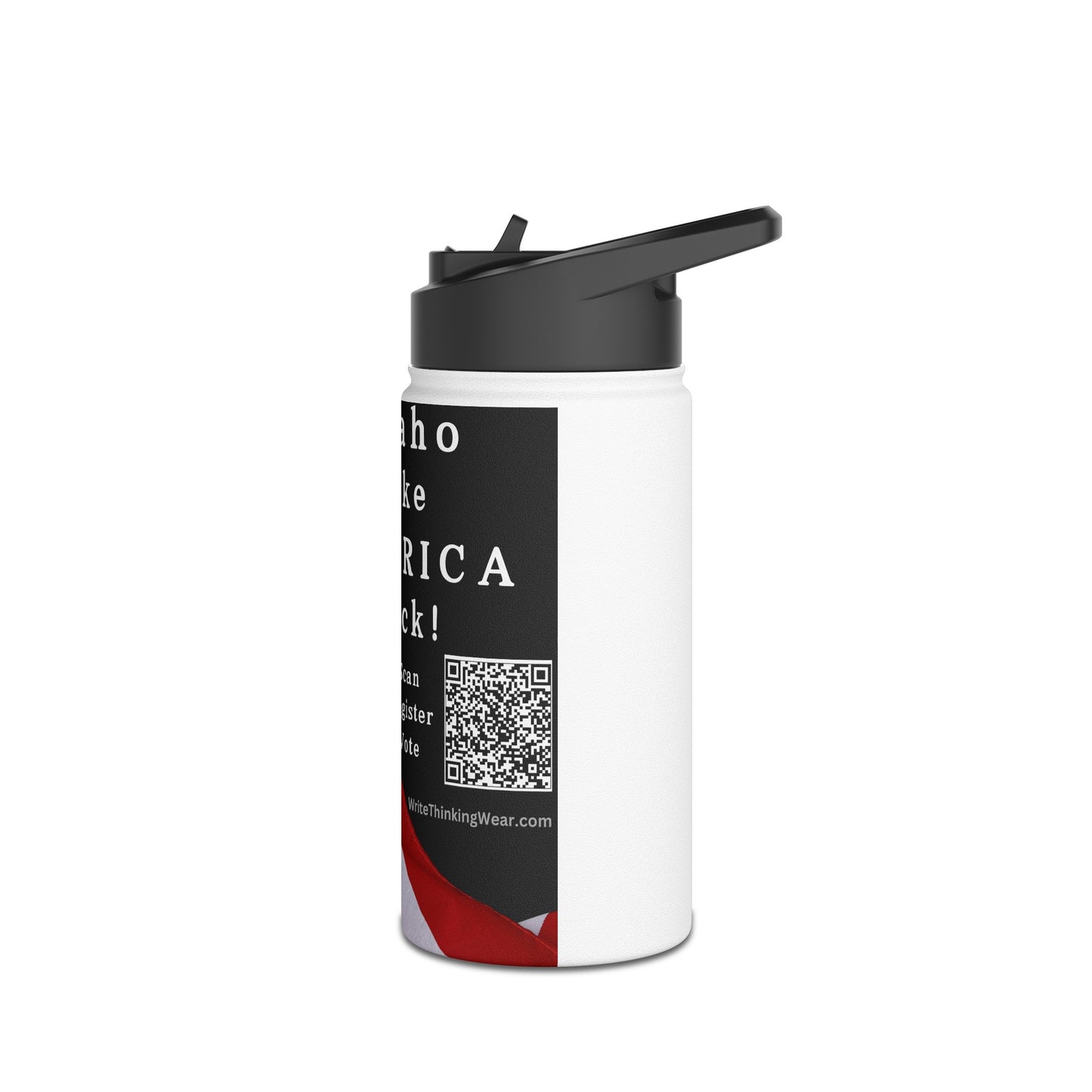 Idaho Take America Back! Scan Register Vote Stainless Steel Water Bottle, Standard Lid