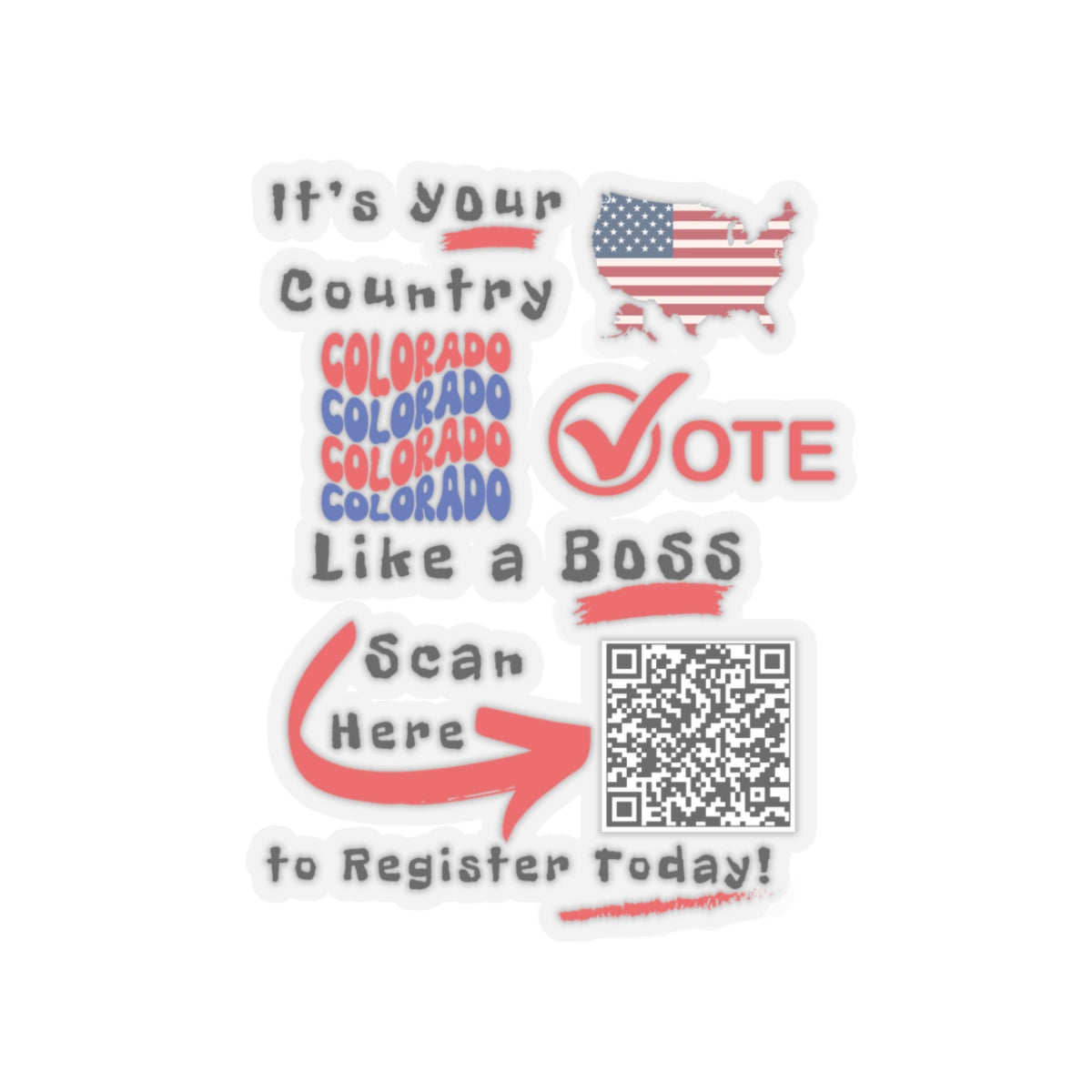 Colorado Vote Like a Boss! Kiss-Cut Stickers