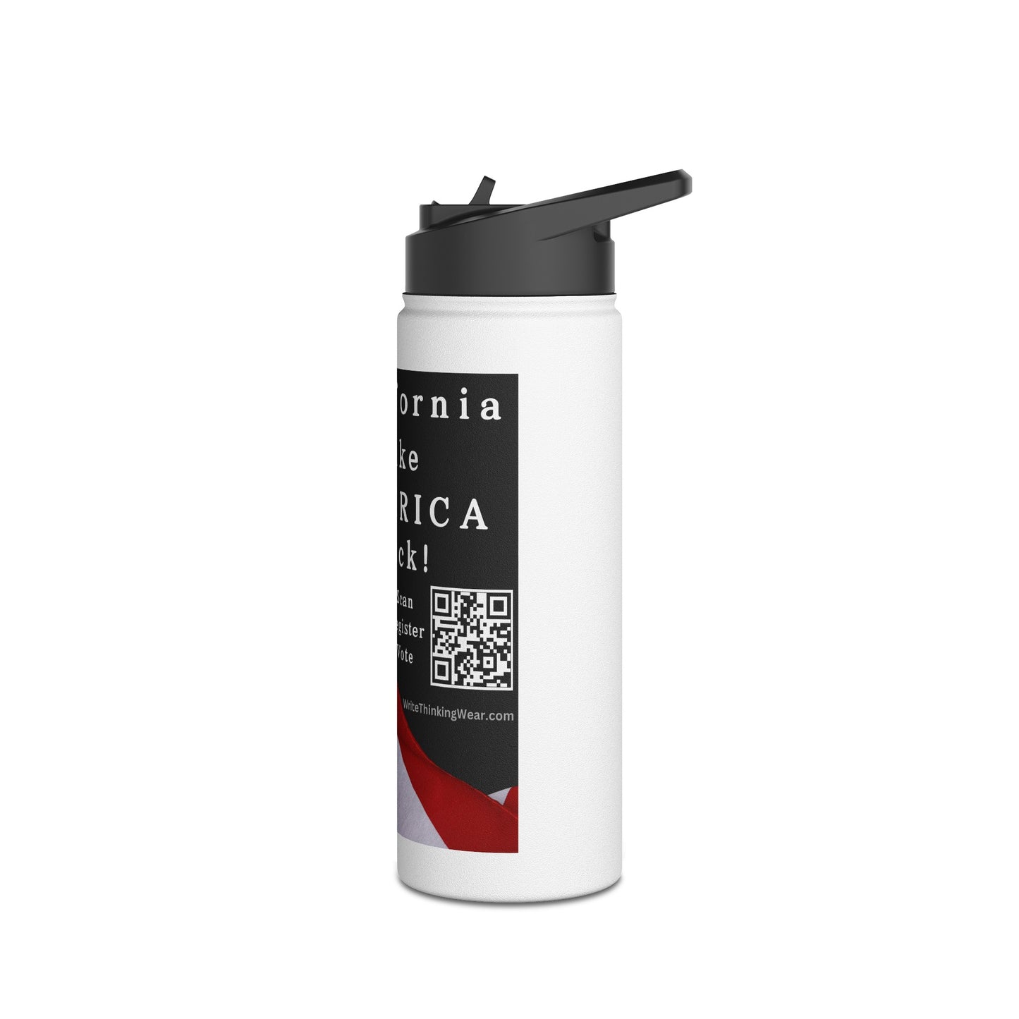 California Take America Back! Scan Register Vote Stainless Steel Water Bottle, Standard Lid