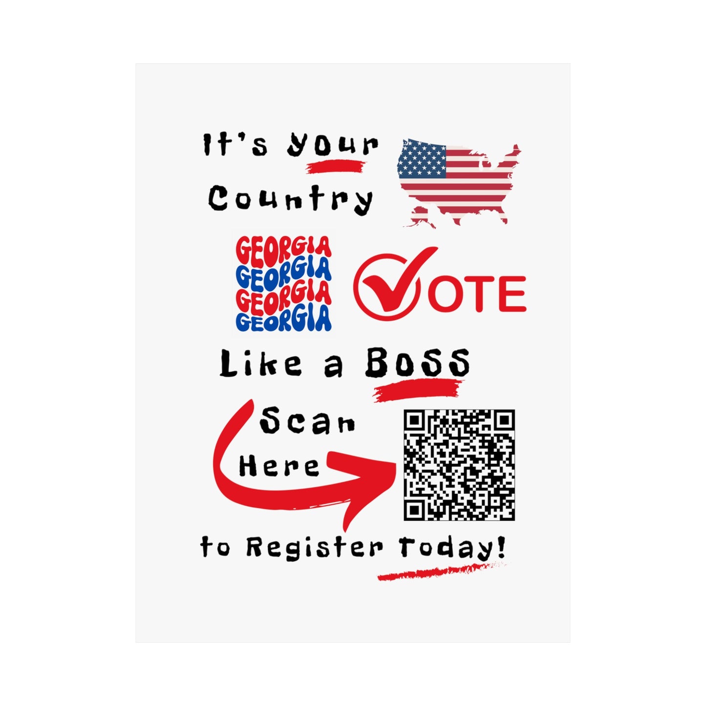 Georgia Vote Like a Boss! Matte Vertical Poster