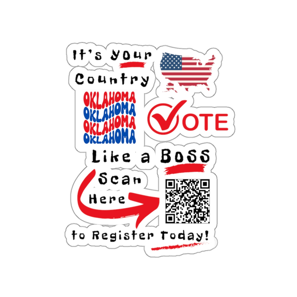 Oklahoma Vote Like a Boss! Kiss-Cut Stickers