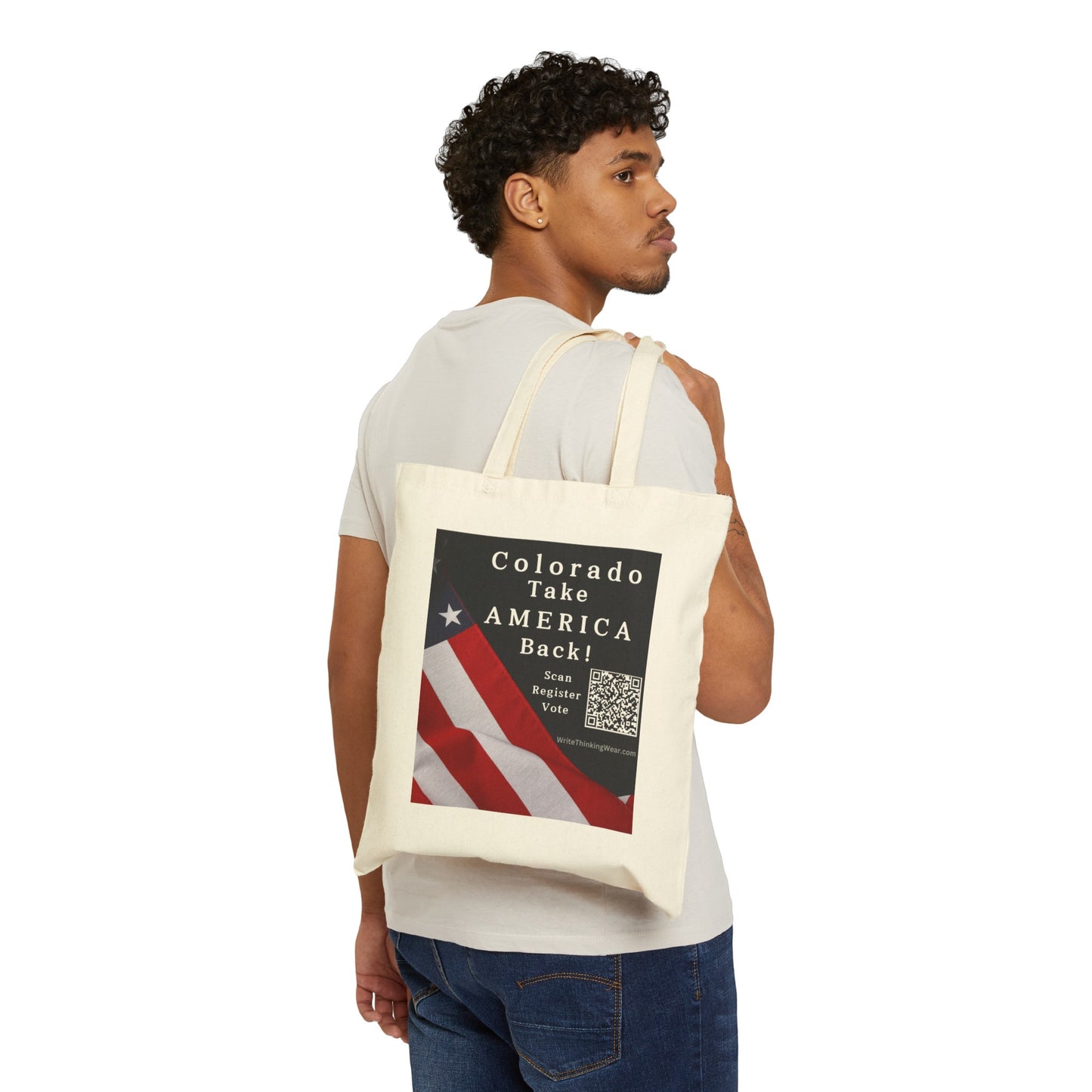 Colorado Take America Back! Scan Register Vote Cotton Canvas Tote Bag