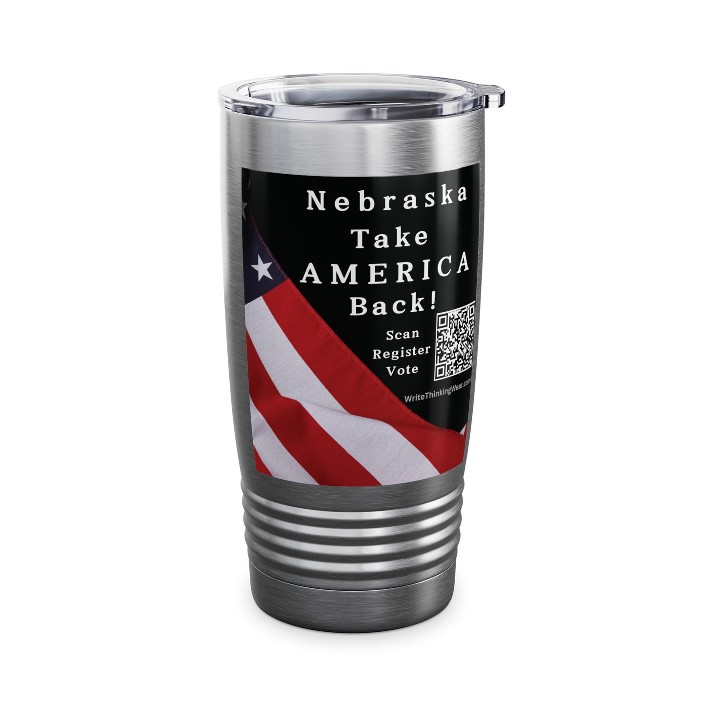 Nebraska Take America Back! Scan Register Vote Ringneck Tumbler, 20oz