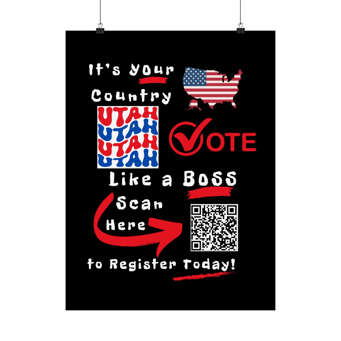 Utah Vote Like a Boss! Matte Vertical Posters with Popping Black Background