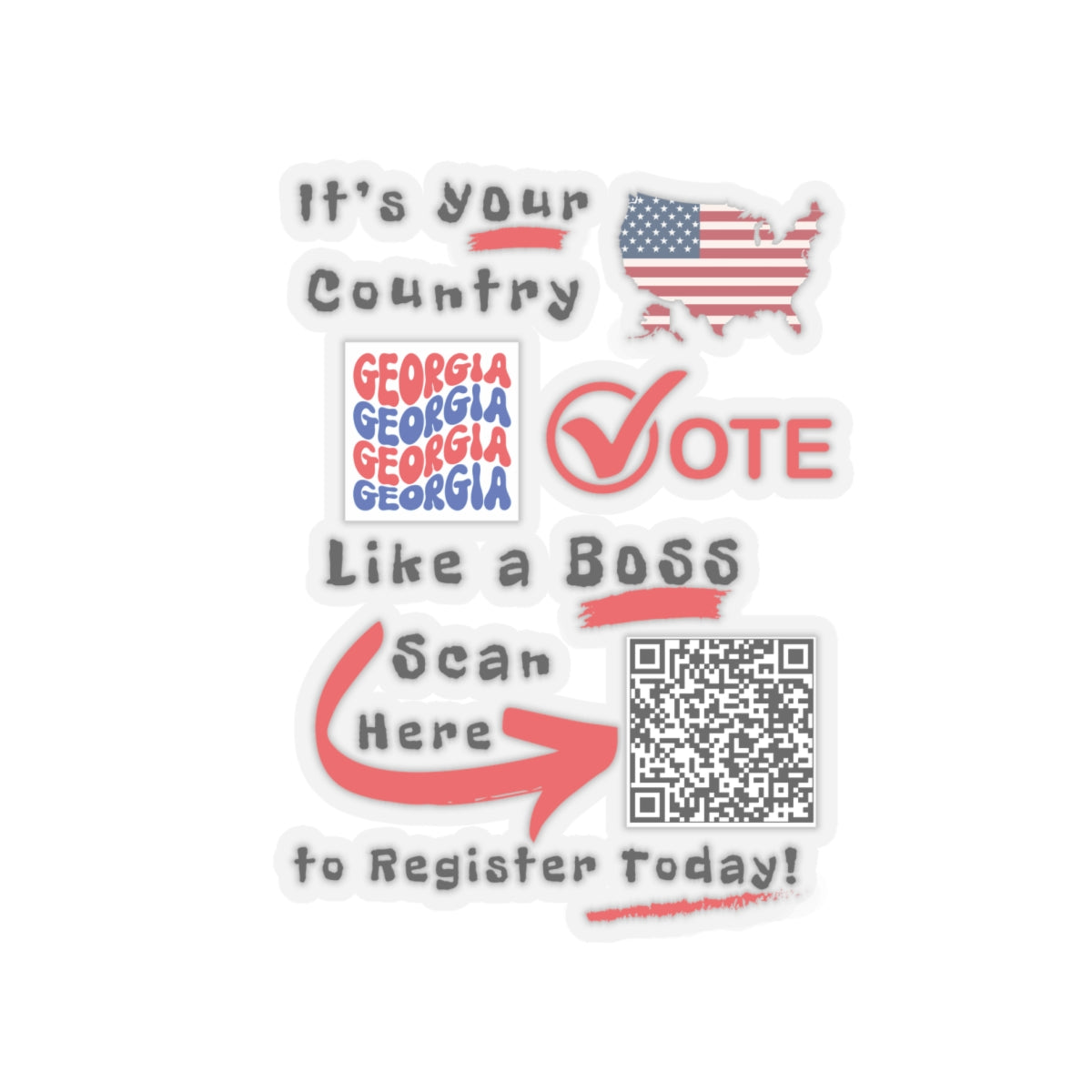 Georgia Vote Like a Boss! Kiss-Cut Stickers