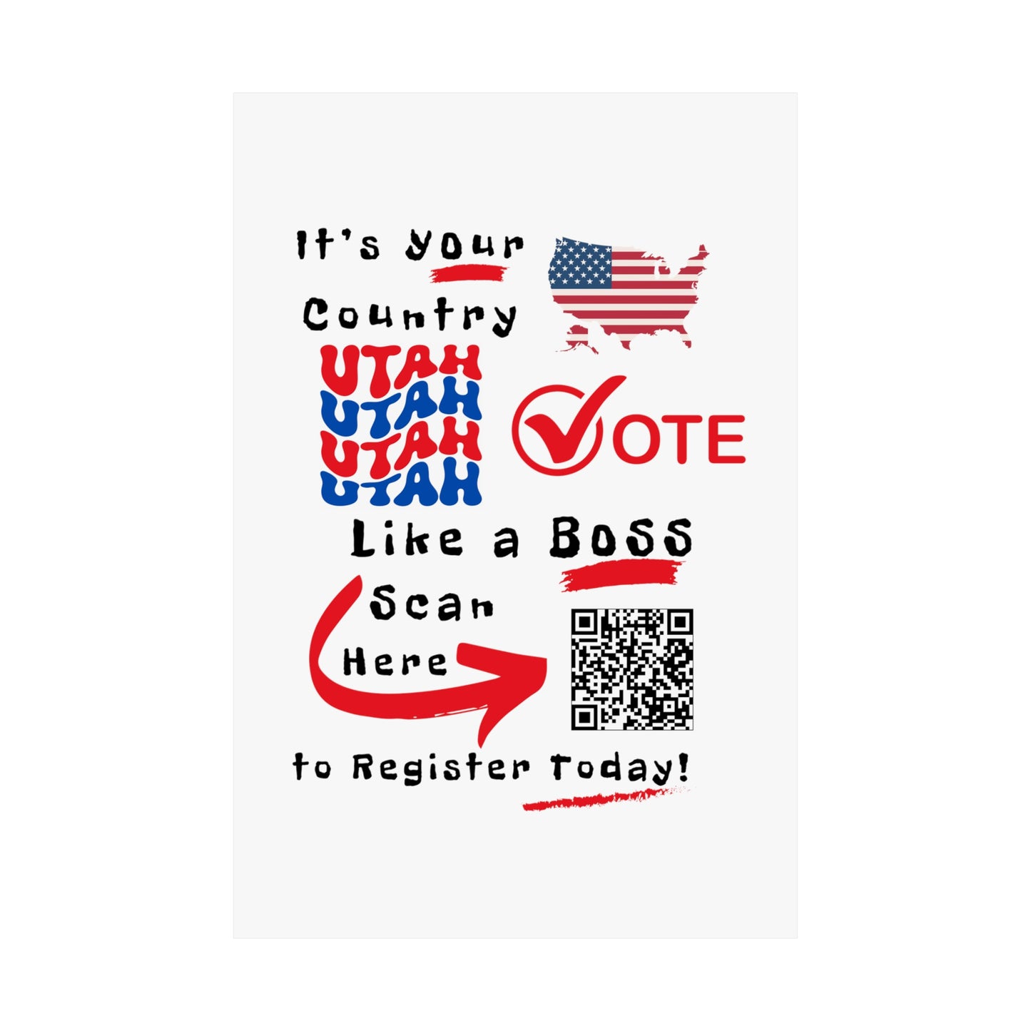 Utah Vote Like a Boss! Matte Vertical Posters