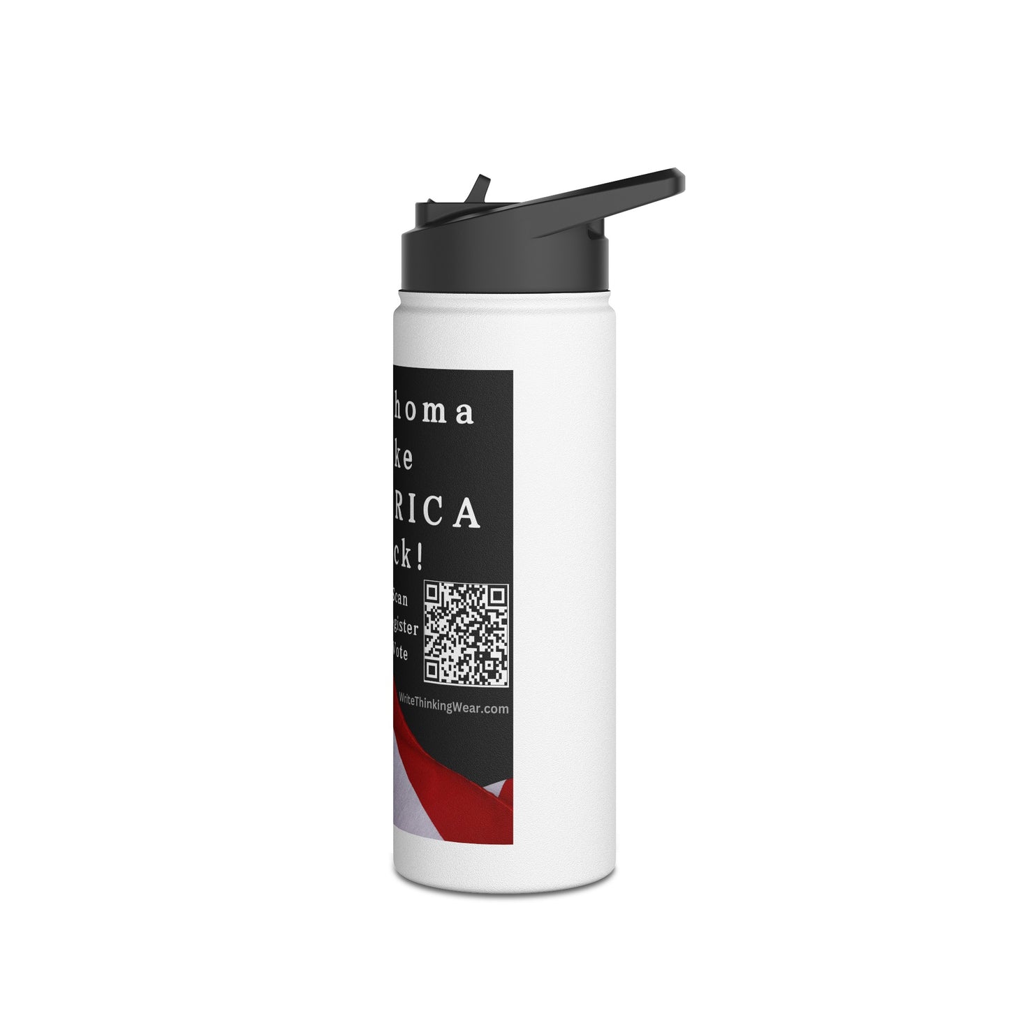 Oklahoma Take America Back! Scan Register Vote Stainless Steel Water Bottle, Standard Lid