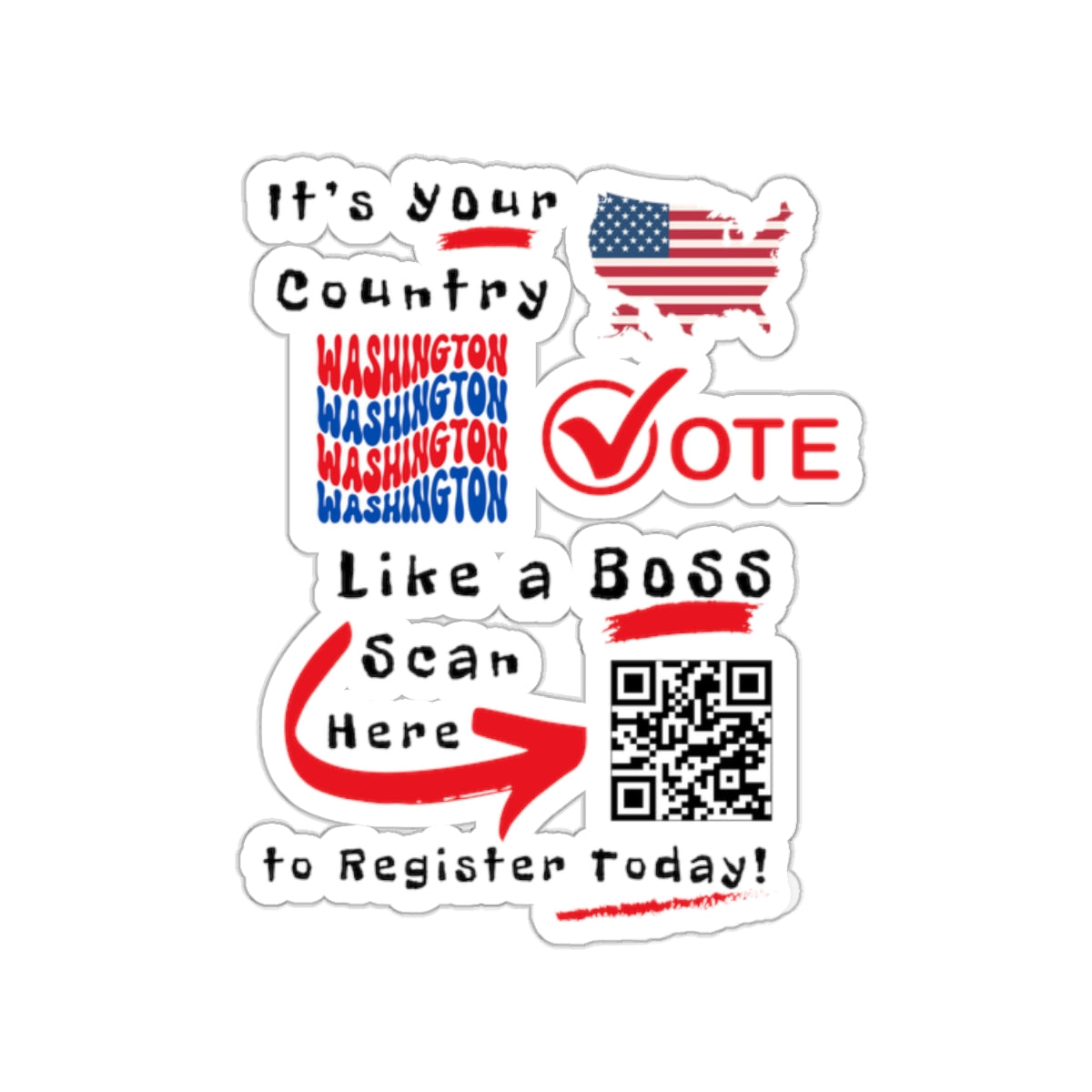 Washington Vote Like a Boss! Kiss-Cut Stickers