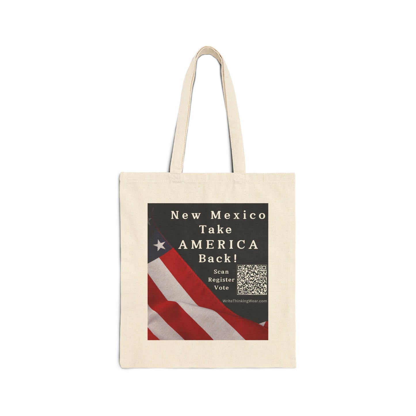 New Mexico Take America Back! Scan Register Vote Cotton Canvas Tote Bag