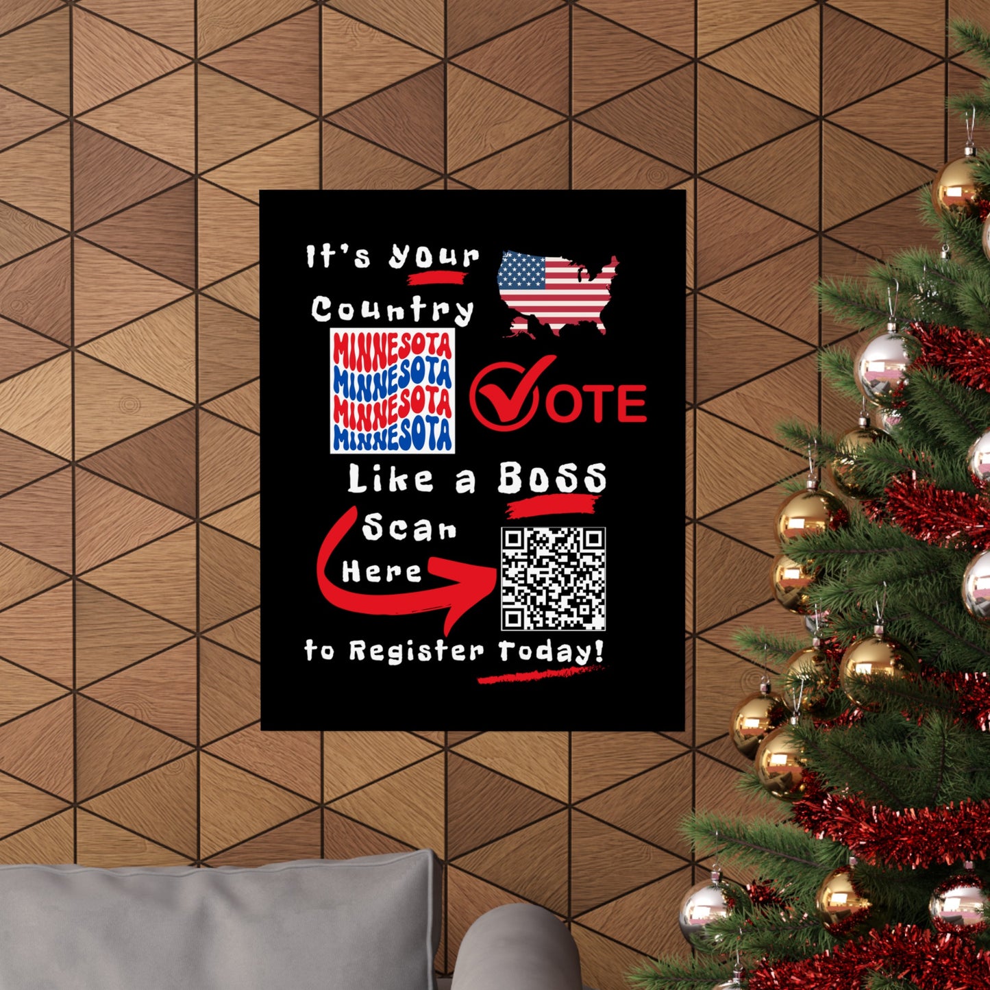 Minnesota Vote Like a Boss! Matte Vertical Posters with Popping Black Background