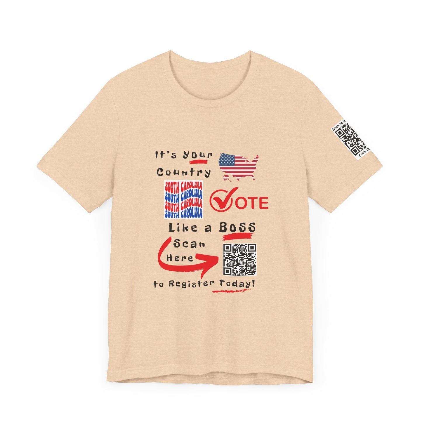 South Carolina Vote Like a Boss! Red White 'n Blue With Sleeve QR