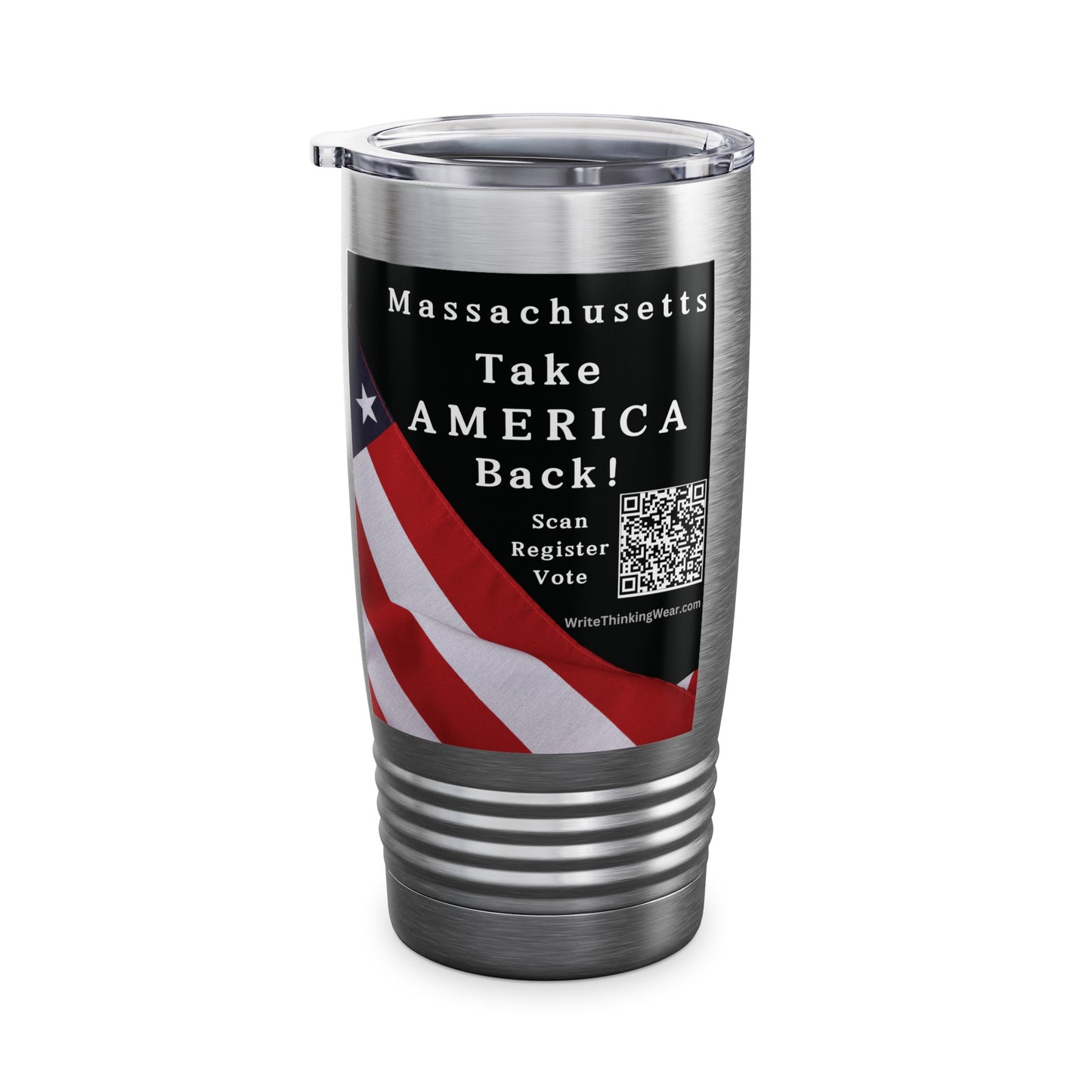 Massachusetts Take America Back! Scan Register Vote Ringneck Tumbler, 20oz