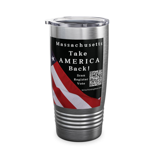 Massachusetts Take America Back! Scan Register Vote Ringneck Tumbler, 20oz