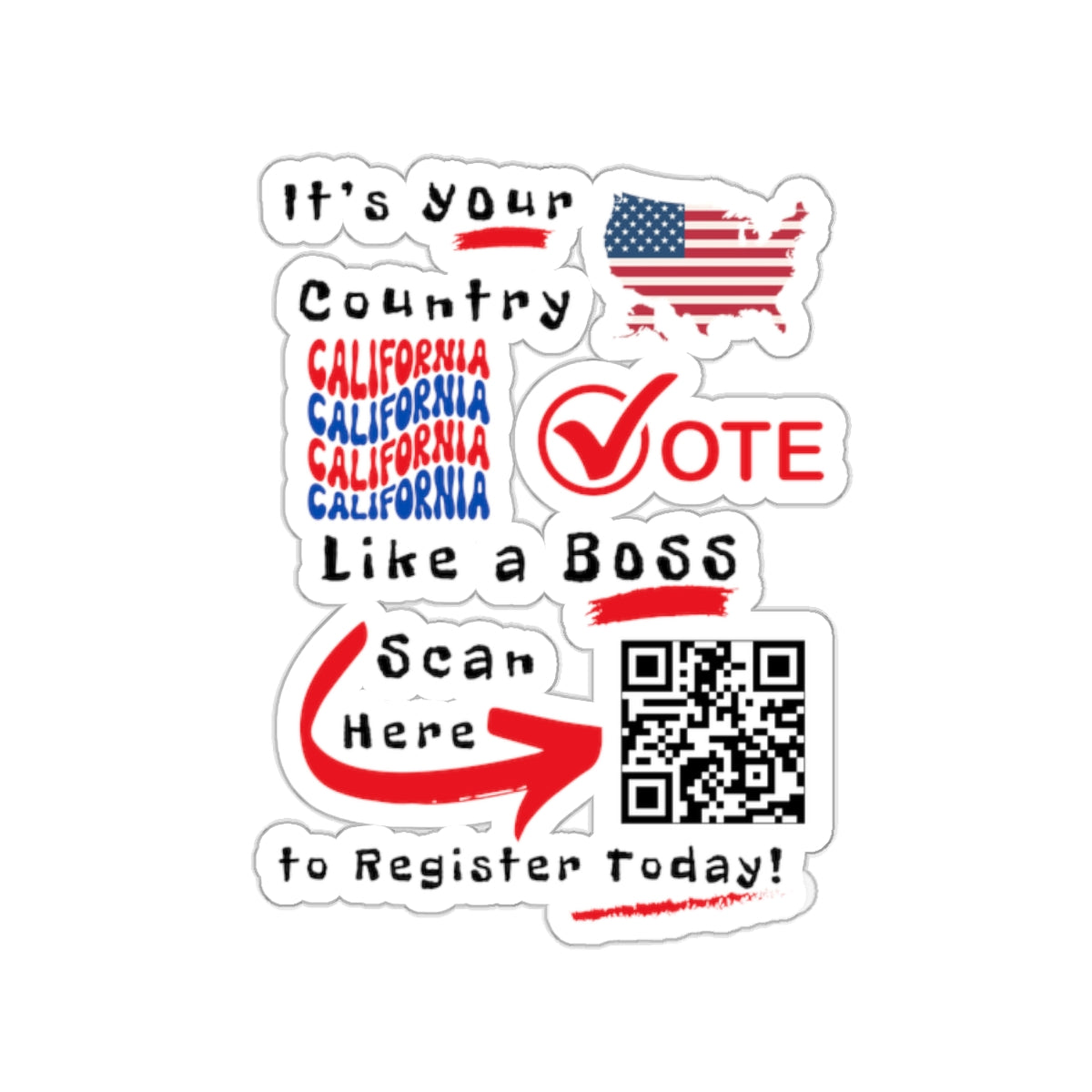 California Vote Like a Boss! Kiss-Cut Stickers