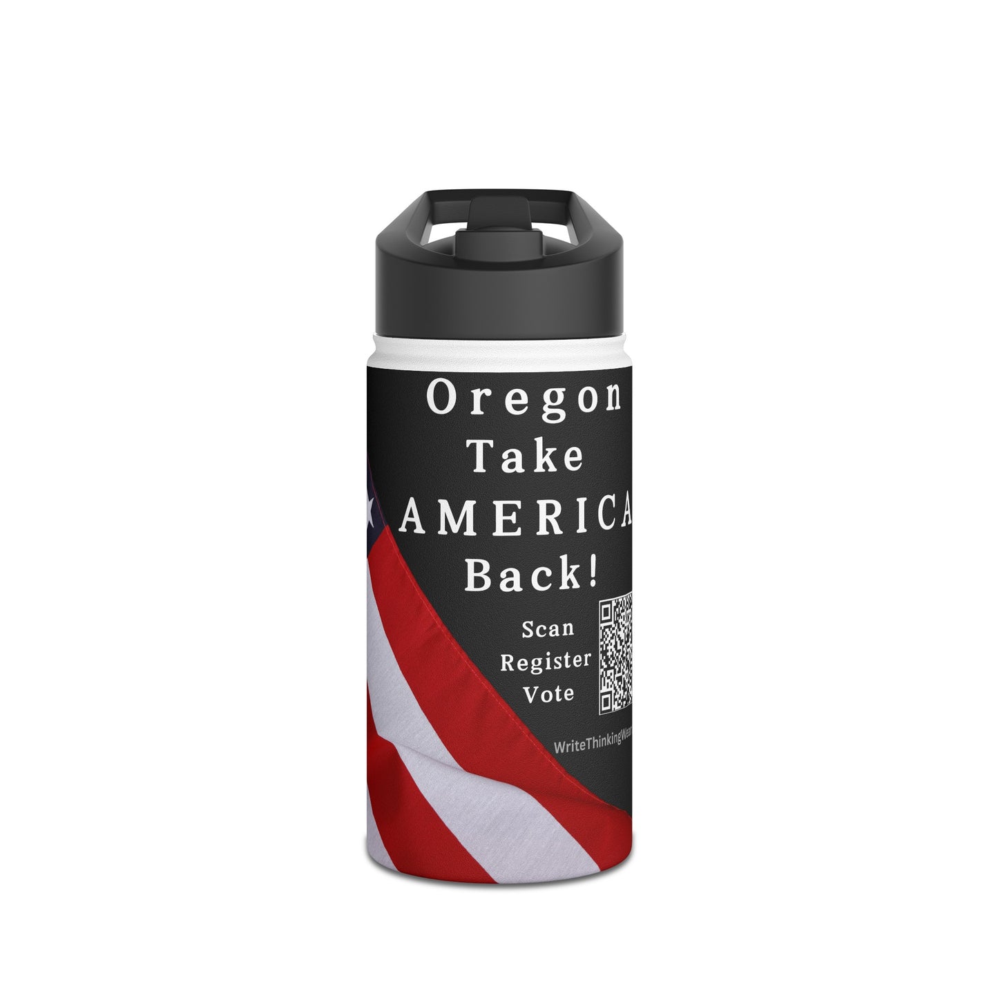 Oregon Take America Back! Scan Register Vote Stainless Steel Water Bottle, Standard Lid