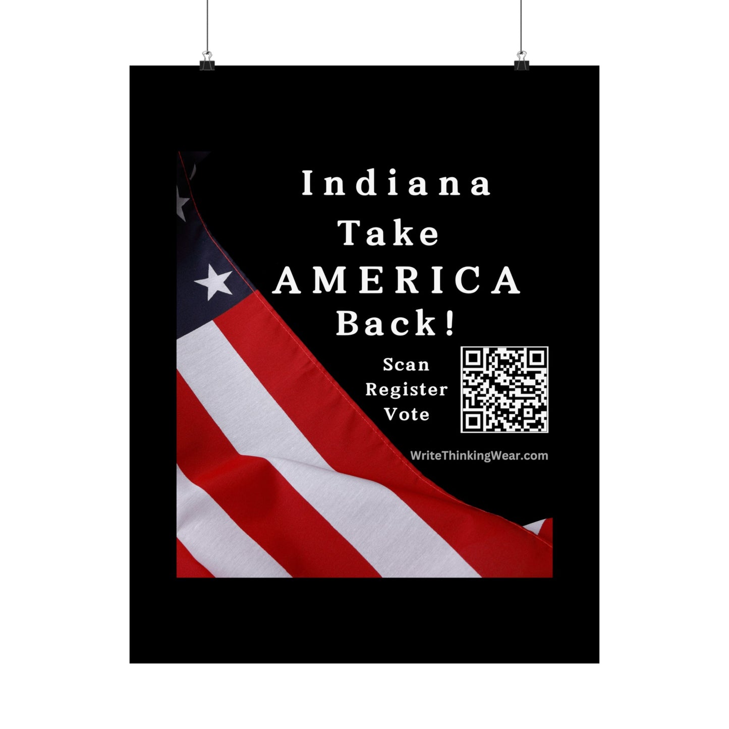 Indiana Take America Back! Scan Register Vote Matte Vertical Poster