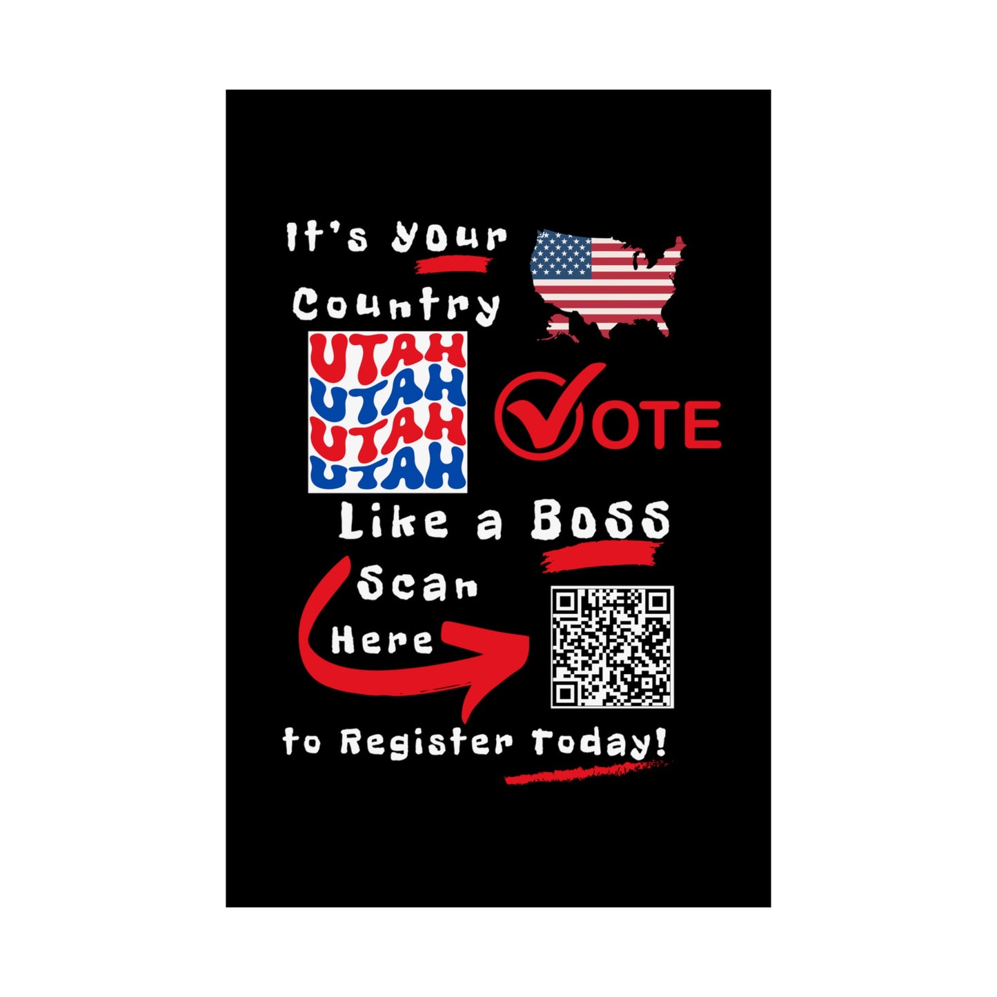 Utah Vote Like a Boss! Matte Vertical Posters with Popping Black Background