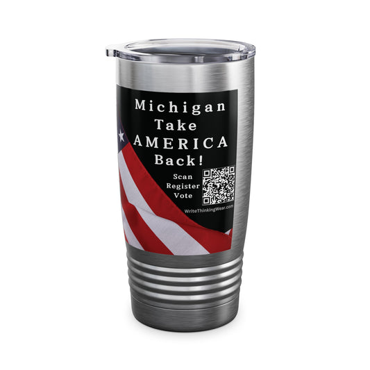 Michigan Take America Back! Scan Register Vote Ringneck Tumbler, 20oz