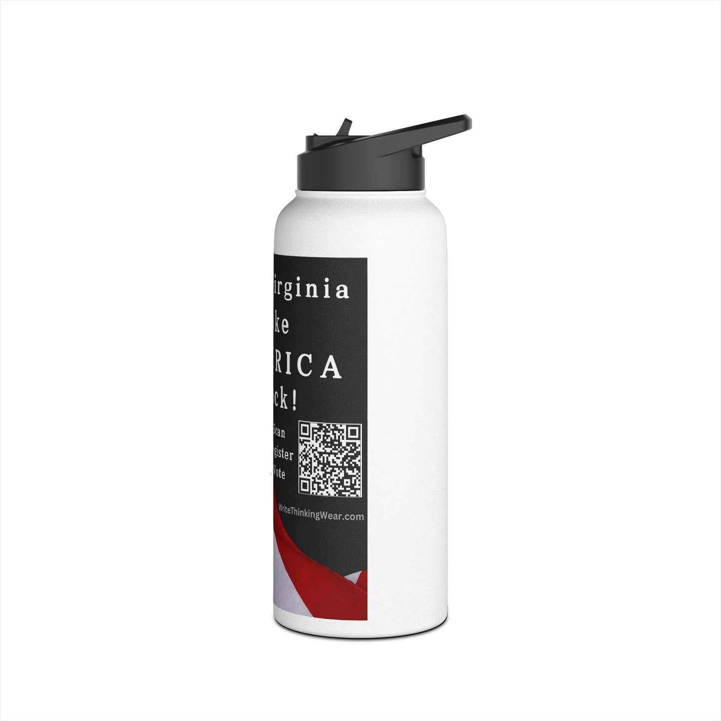 West Virginia Take America Back! Scan Register Vote Stainless Steel Water Bottle, Standard Lid