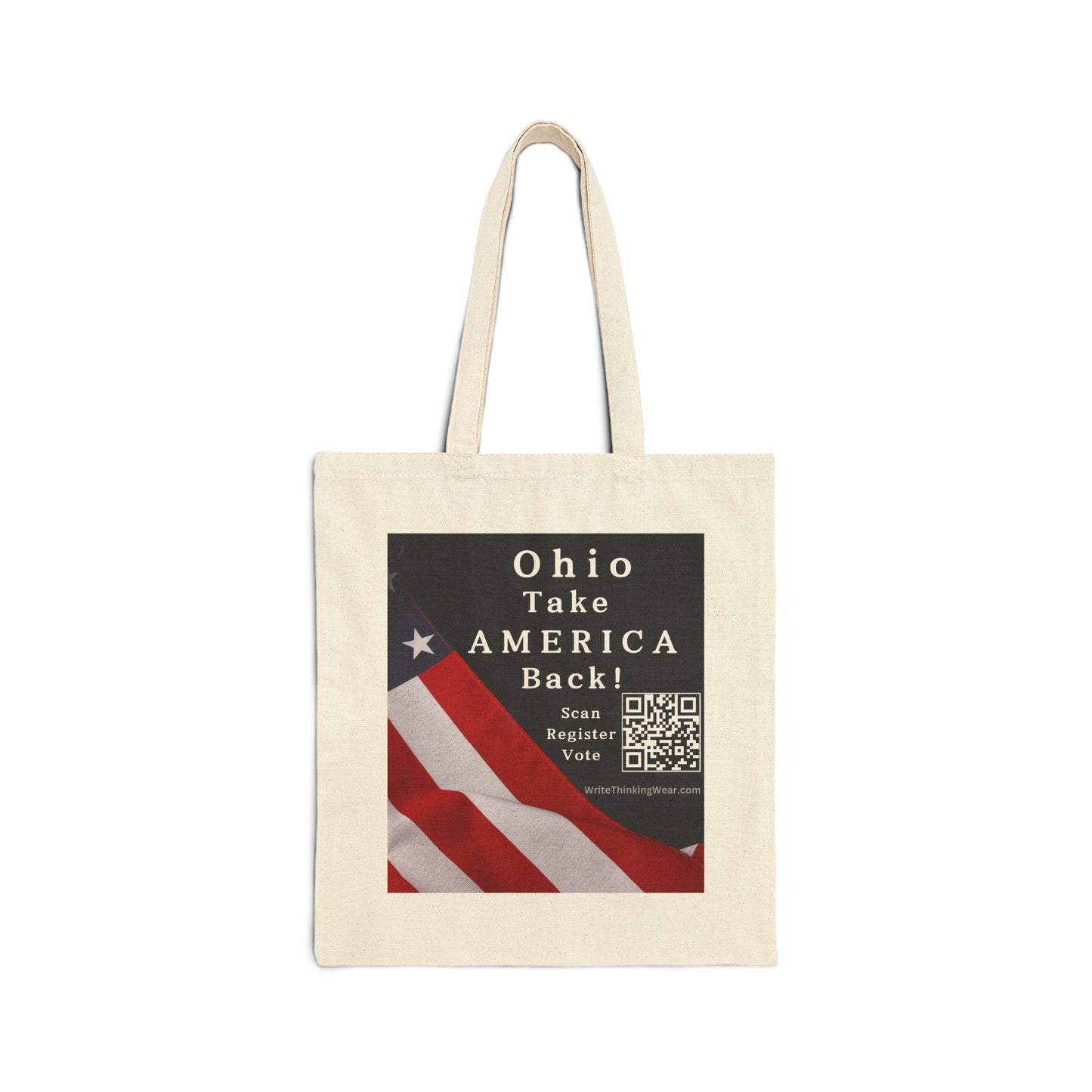 Ohio Take America Back! Scan Register Vote Cotton Canvas Tote Bag