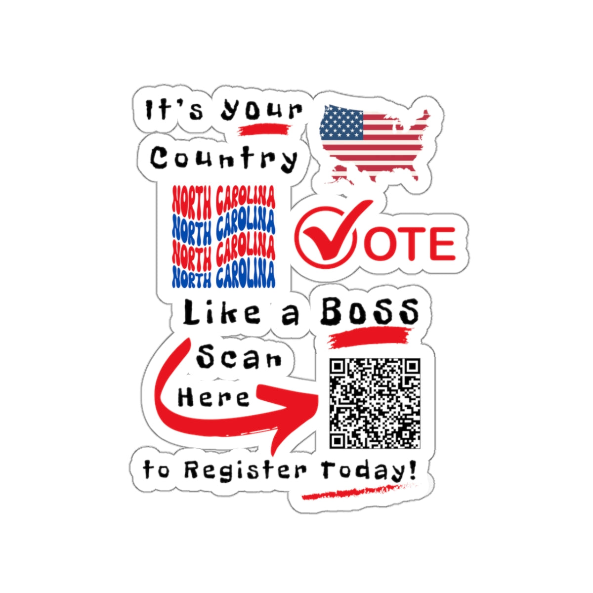 North Carolina Vote Like a Boss! Kiss-Cut Stickers