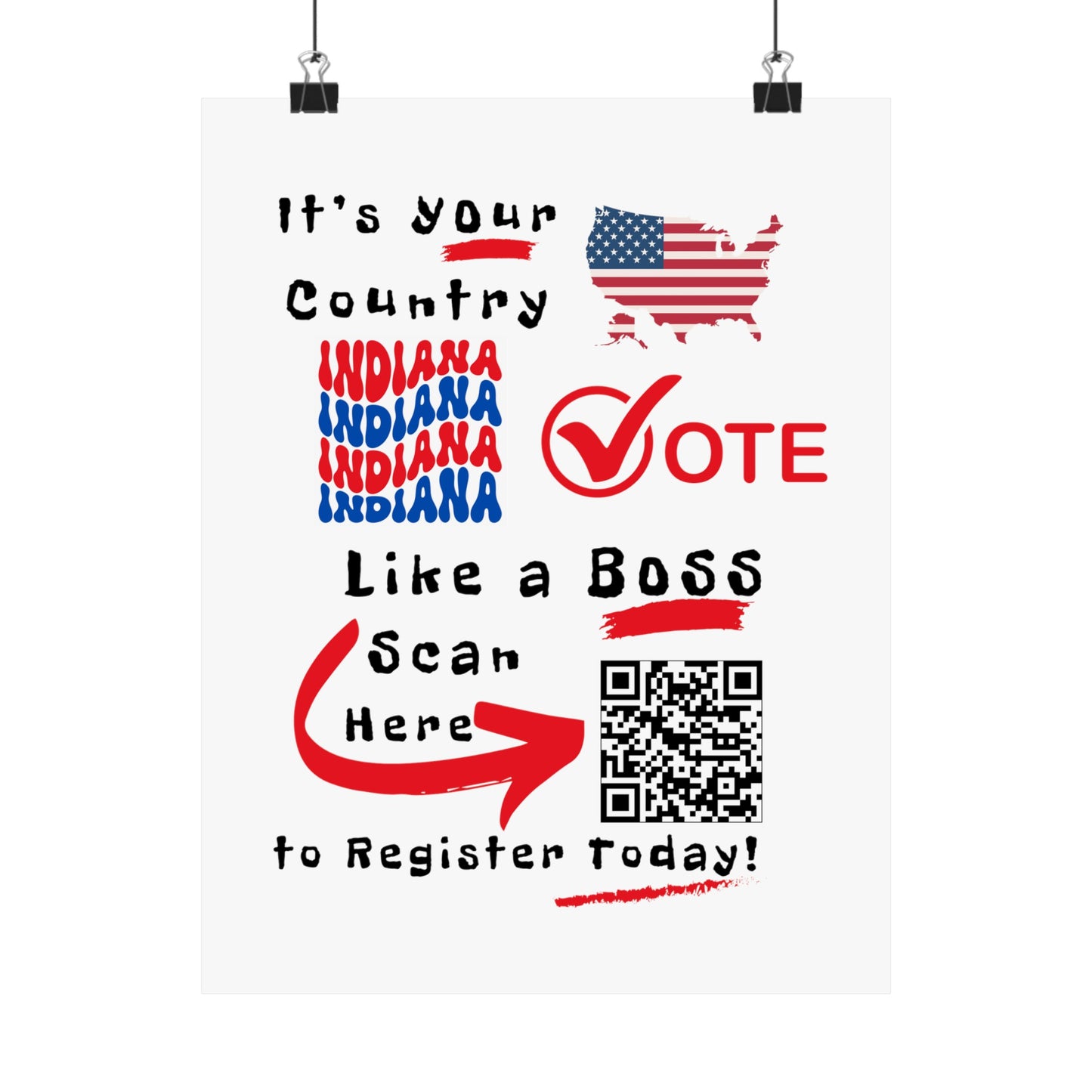 Indiana Vote Like a Boss! Matte Vertical Posters