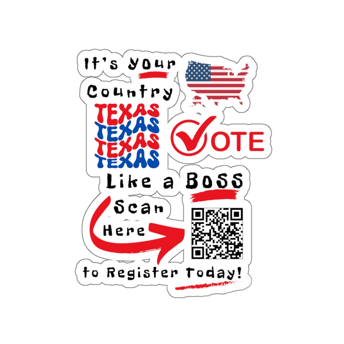 Texas Vote Like a Boss! Kiss-Cut Stickers