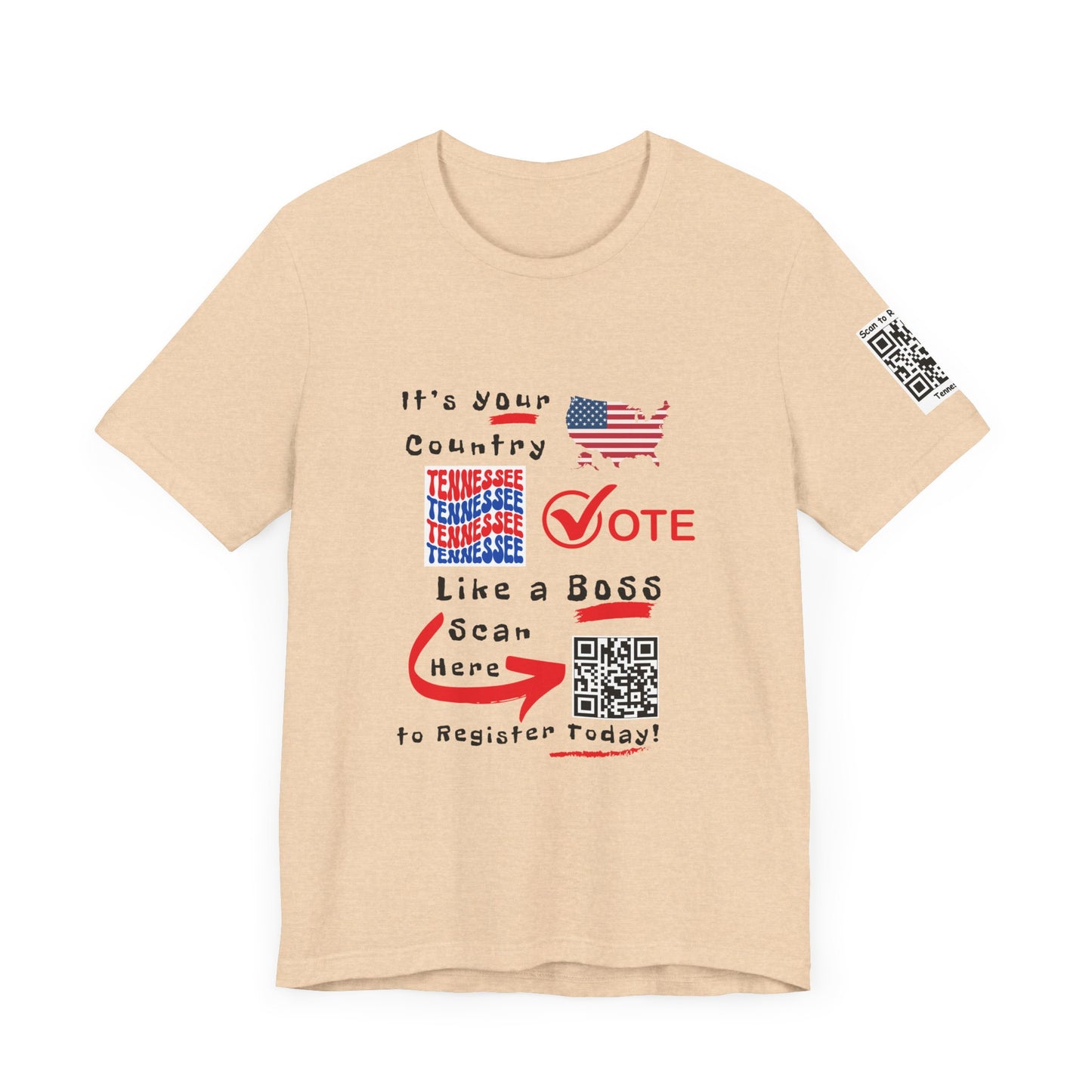 Tennessee Vote Like a Boss! Red White 'n Blue With Sleeve QR