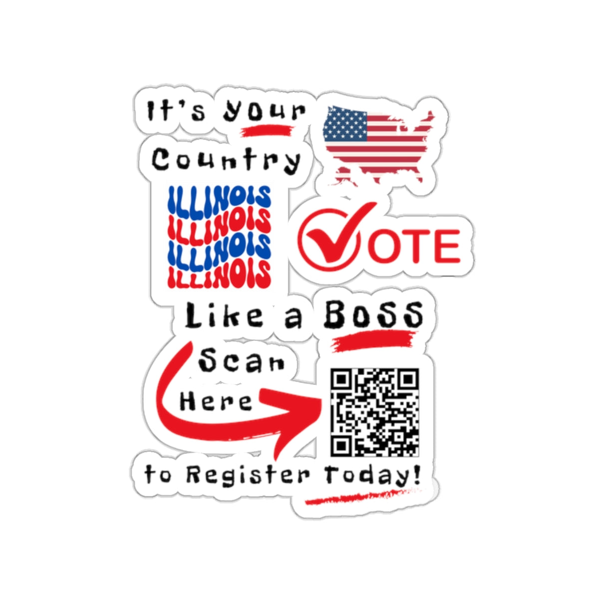 Illinois Vote Like a Boss! Kiss-Cut Stickers