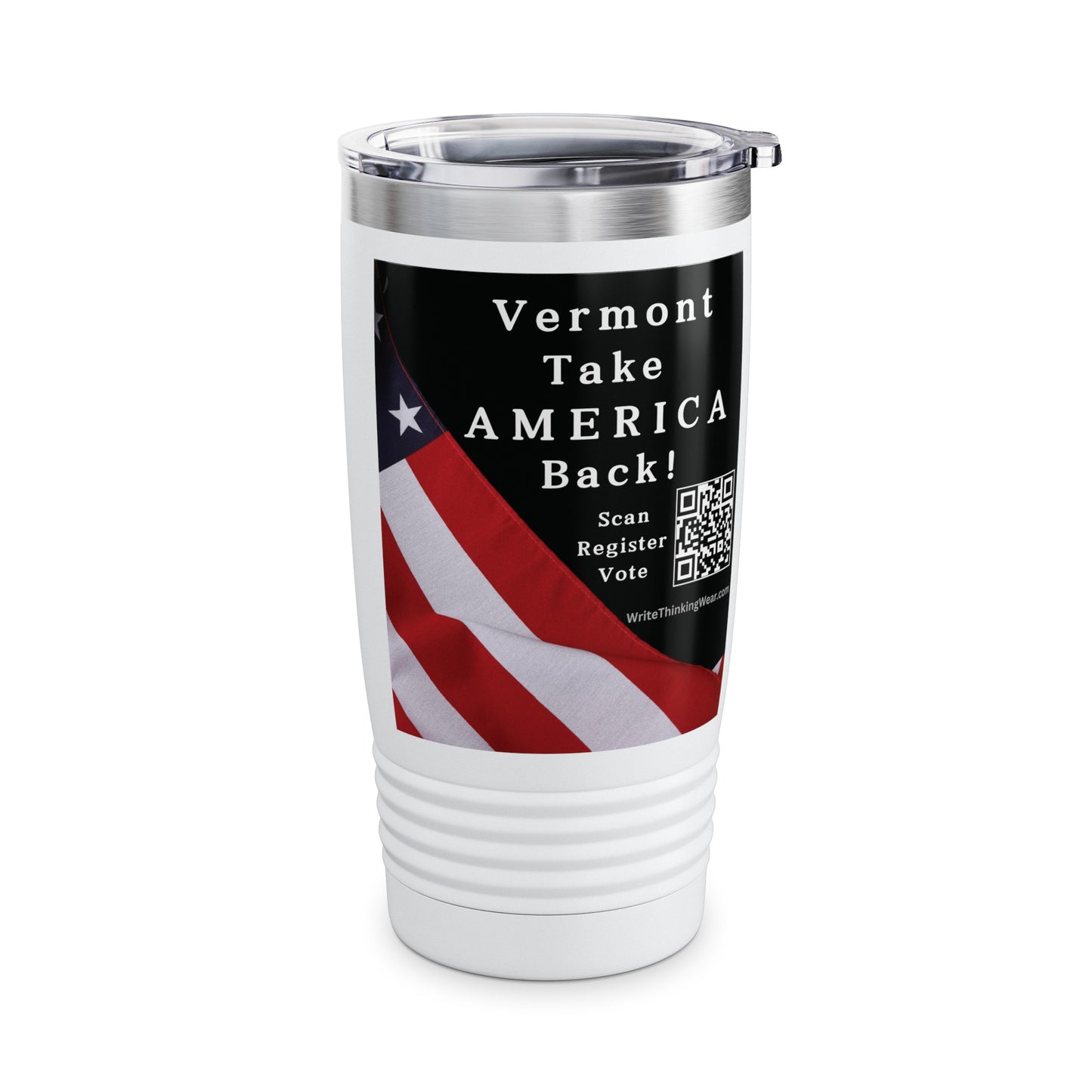 Vermont Take America Back! Scan Register Vote Ringneck Tumbler, 20oz