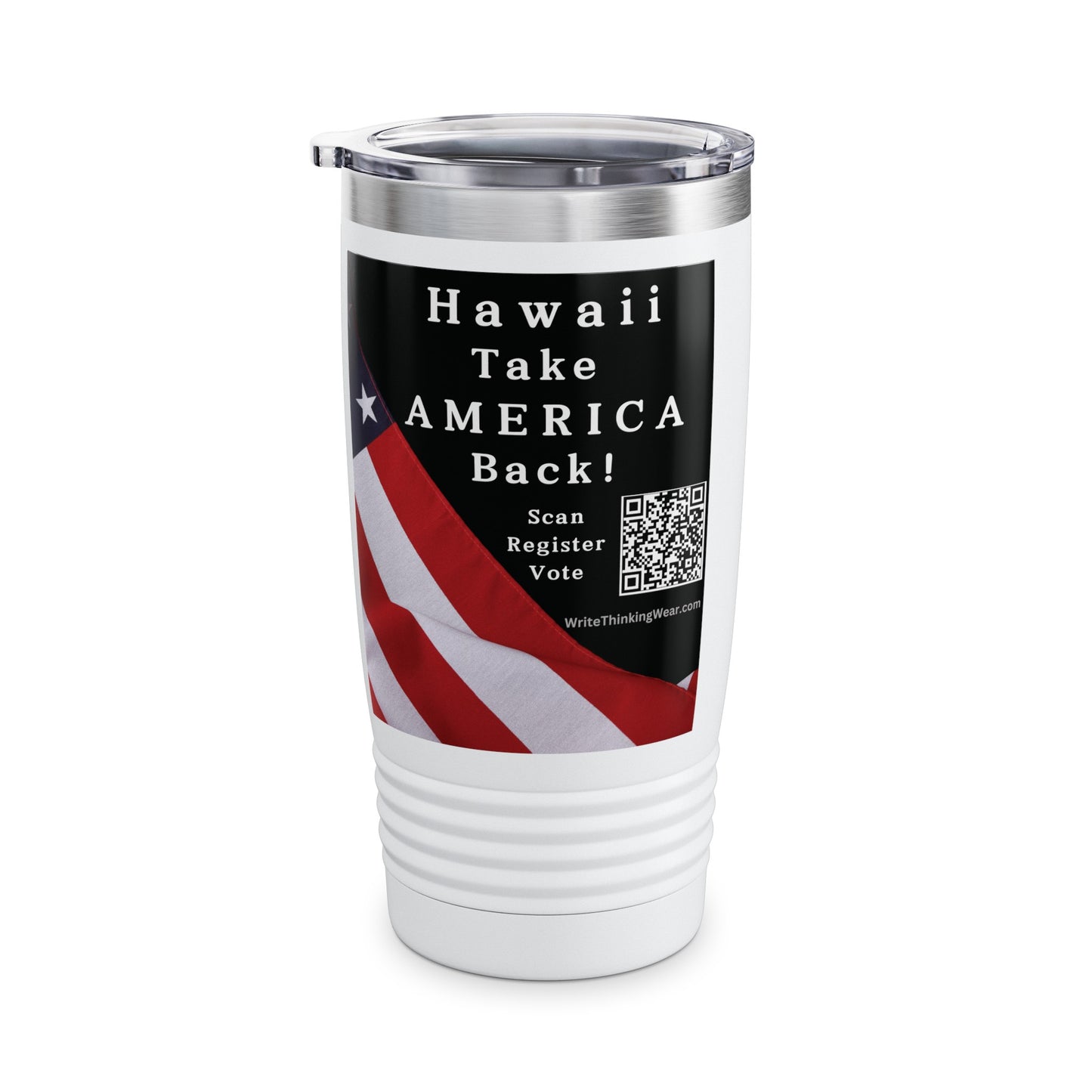 Hawaii Take America Back! Scan Register Vote Ringneck Tumbler, 20oz