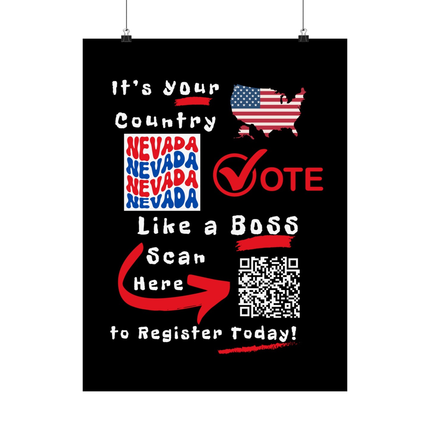 Nevada Vote Like a Boss! Matte Vertical Posters with Popping Black Background