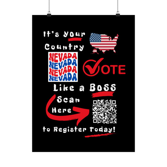 Nevada Vote Like a Boss! Matte Vertical Posters with Popping Black Background