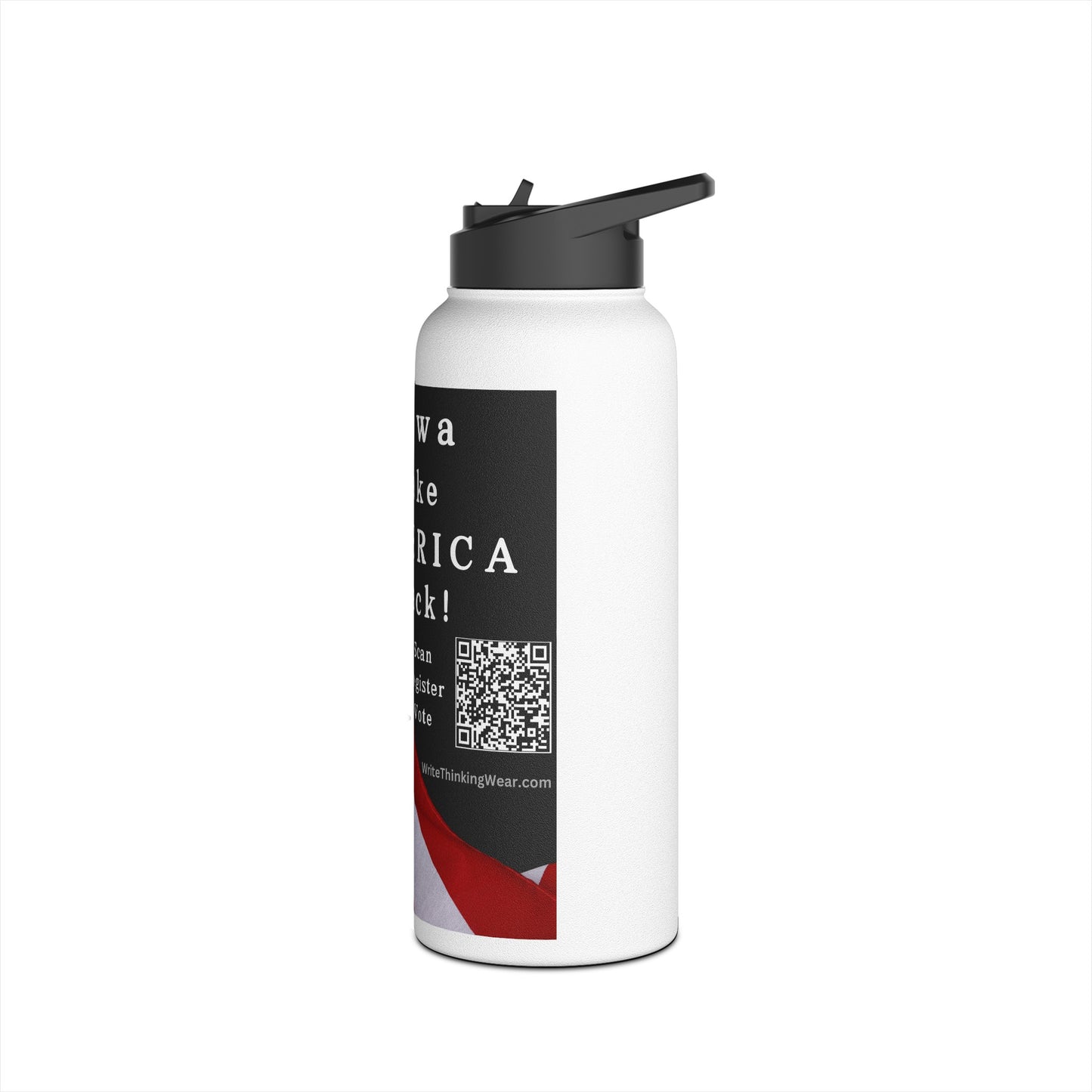 Iowa Take America Back! Scan Register Vote Stainless Steel Water Bottle, Standard Lid