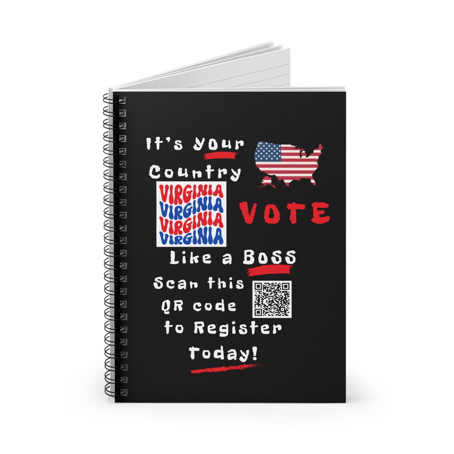 Vote Like a Boss Virginia Spiral Notebook - Ruled Line