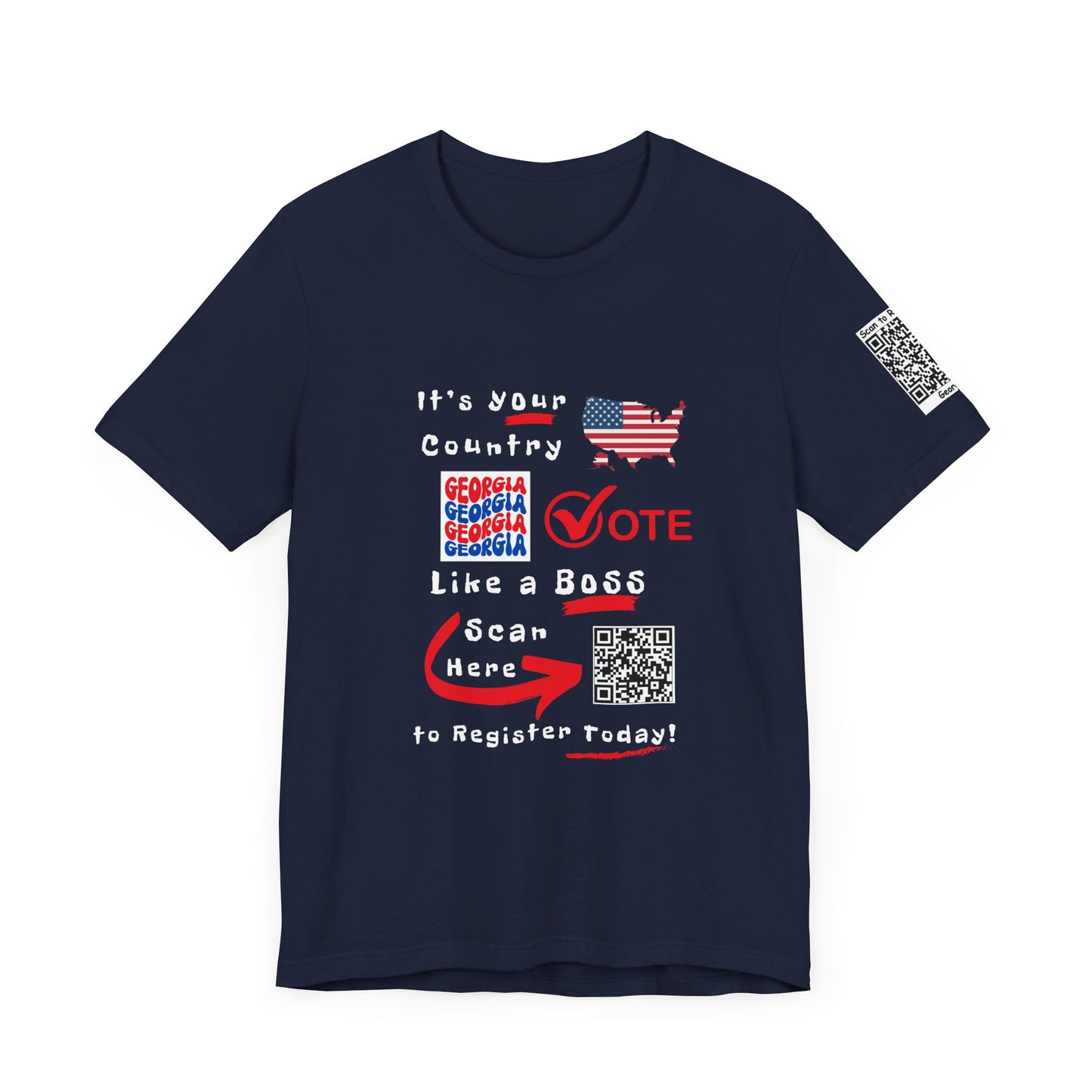 Georgia Vote Like a Boss! Red White 'n Blue With Sleeve QR