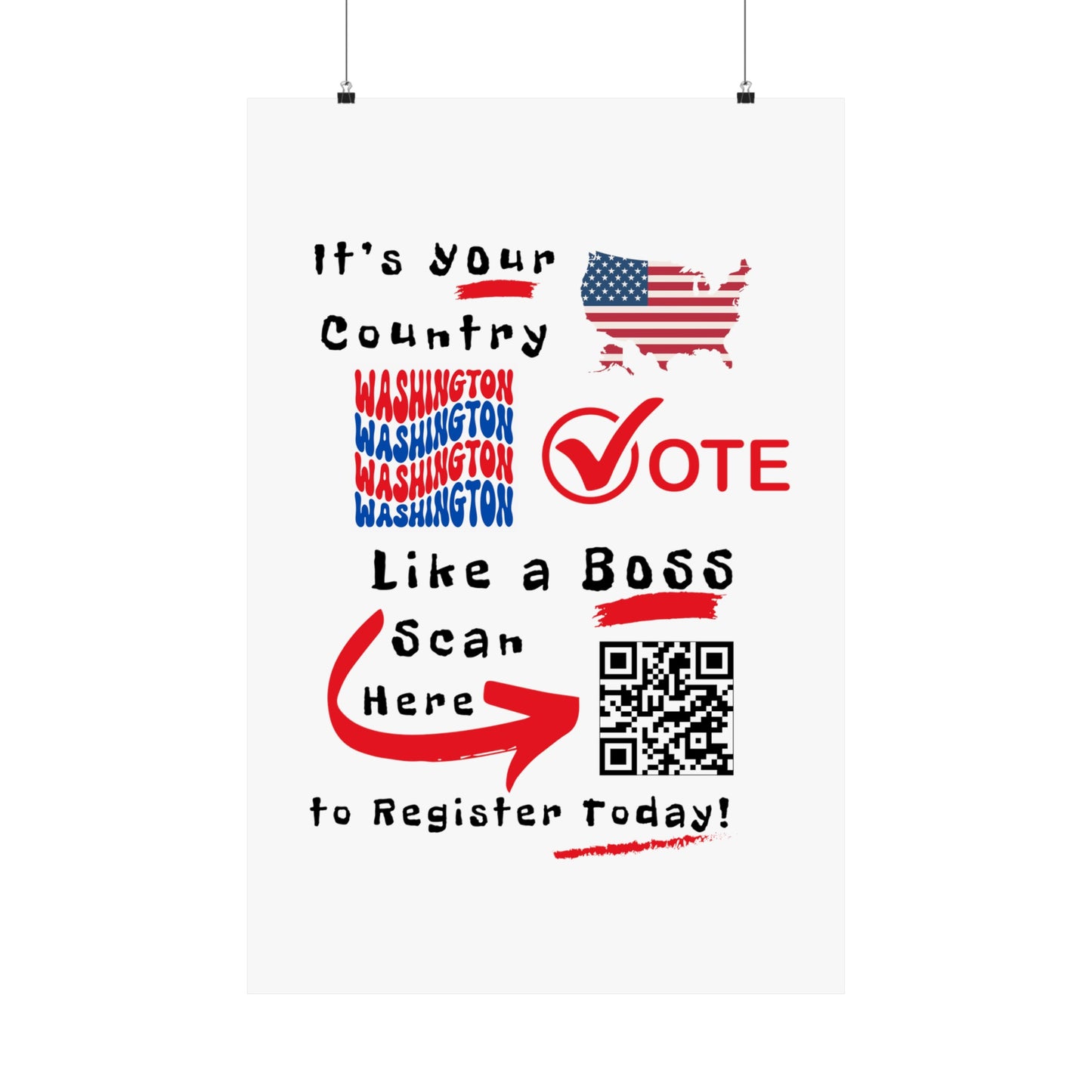 Washington Vote Like a Boss! Matte Vertical Posters