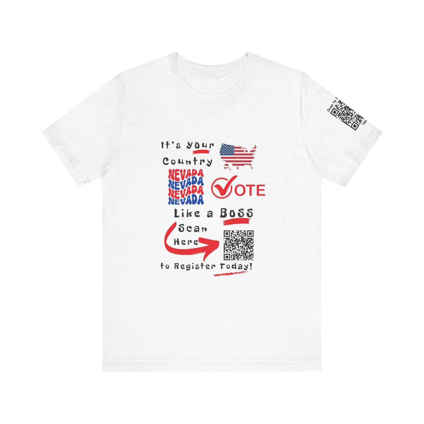 Nevada Vote Like a Boss! Red White 'n Blue With Sleeve QR