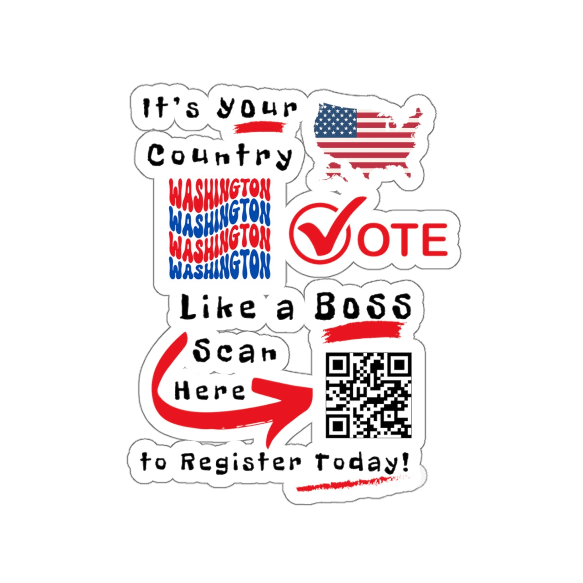 Washington Vote Like a Boss! Kiss-Cut Stickers