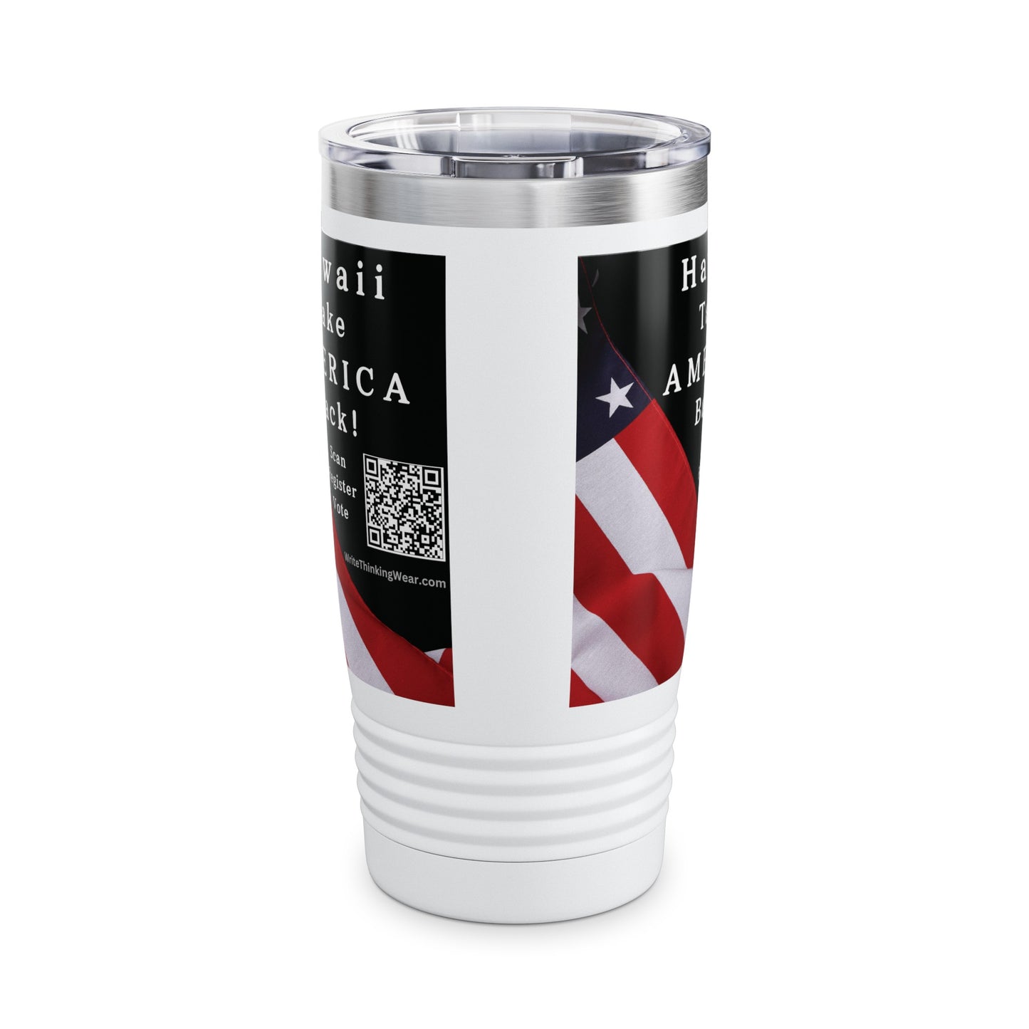 Hawaii Take America Back! Scan Register Vote Ringneck Tumbler, 20oz