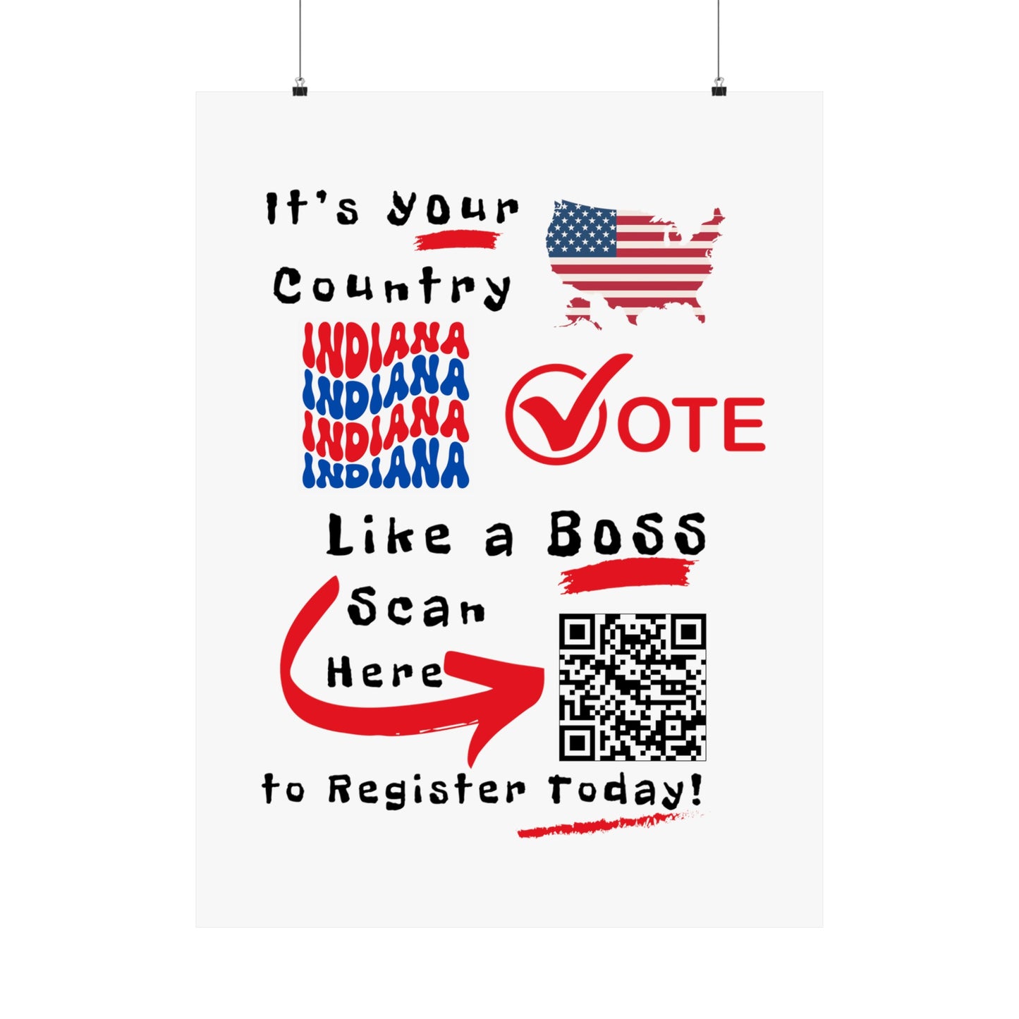 Indiana Vote Like a Boss! Matte Vertical Posters