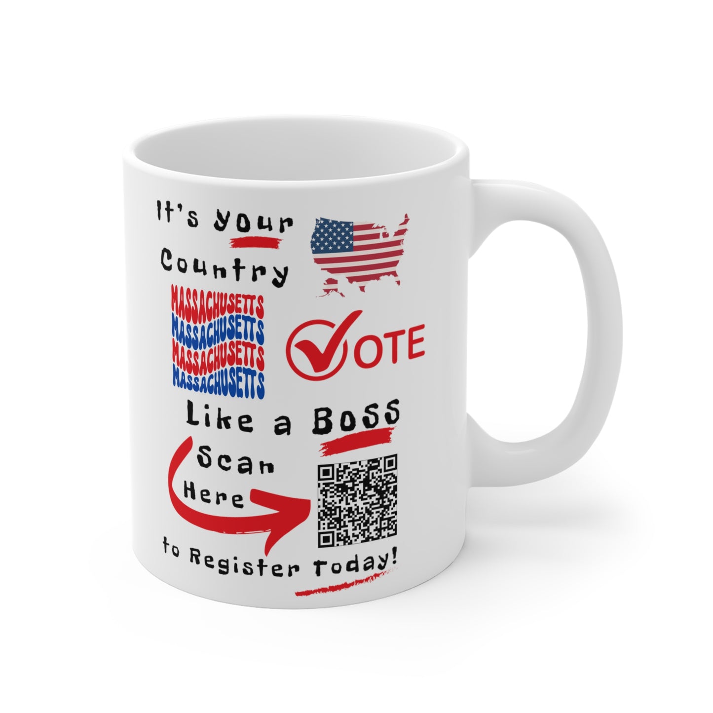 Massachusetts Vote Like a Boss! Mug 11oz - White