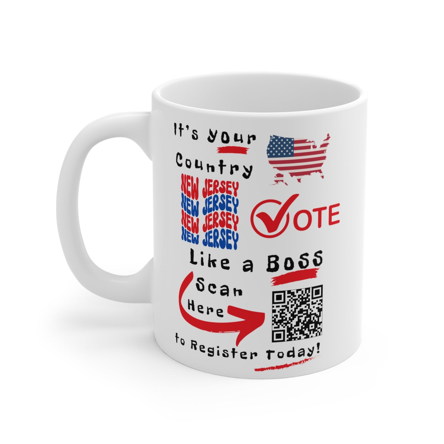 New Jersey Vote Like a Boss! Mug 11oz - White